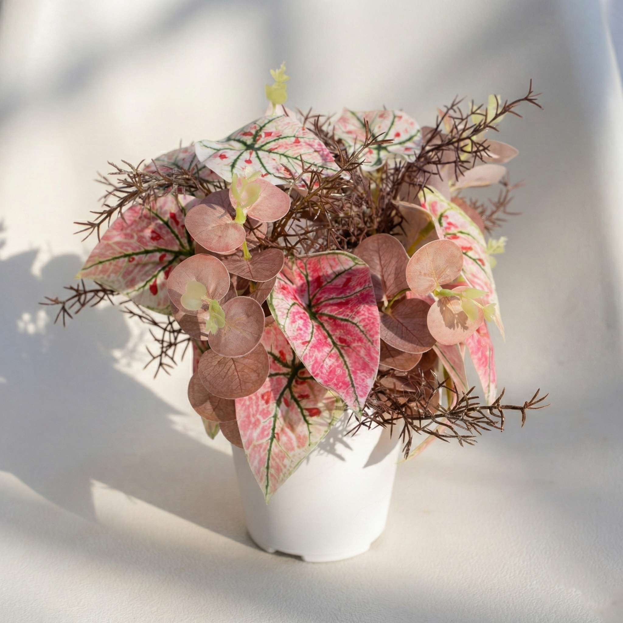 Mixed Daisy and Peony Flower Arrangement in Pot For Home Office Centerpiece