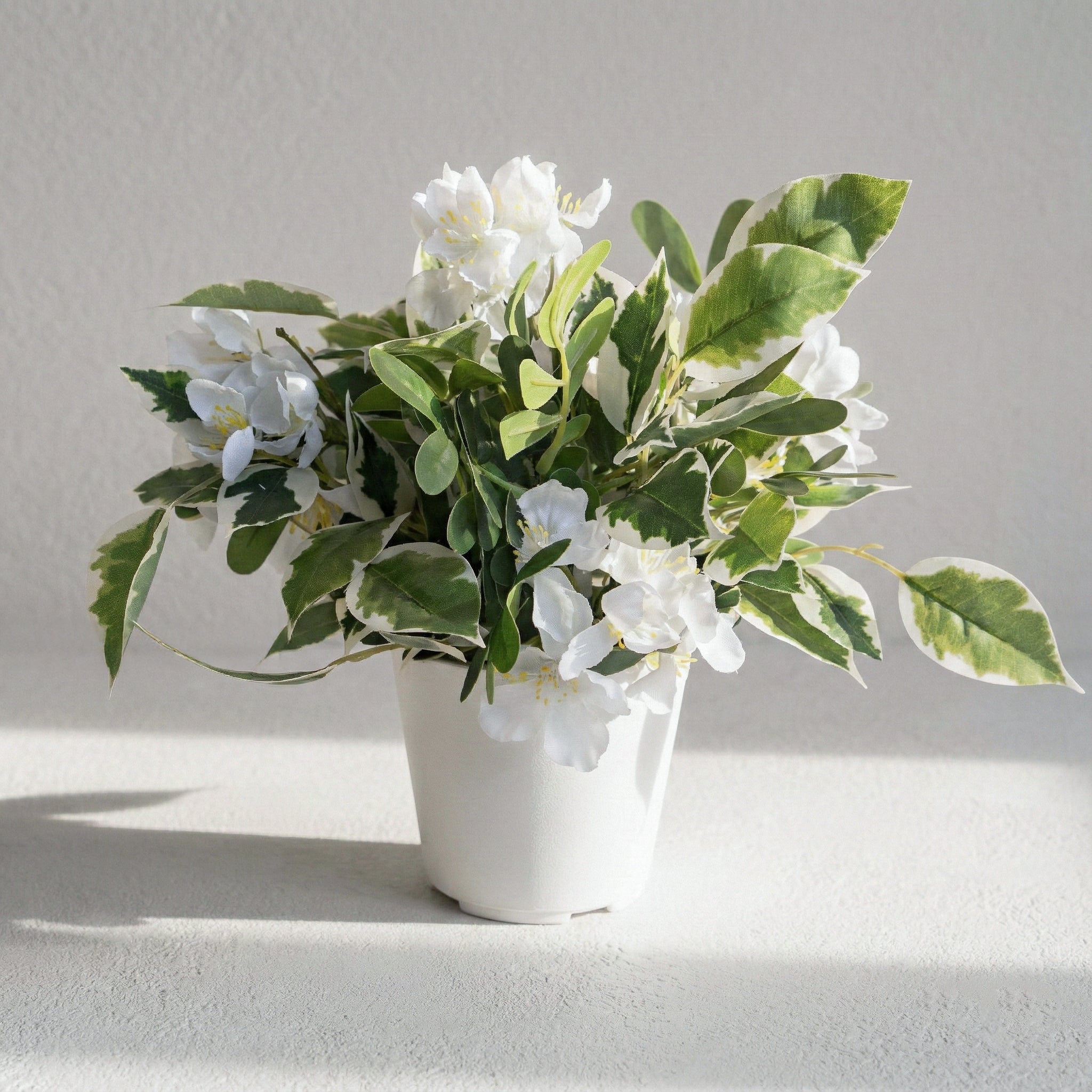 Artificial Spray Rose and Daisy Plant in Plastic Pot