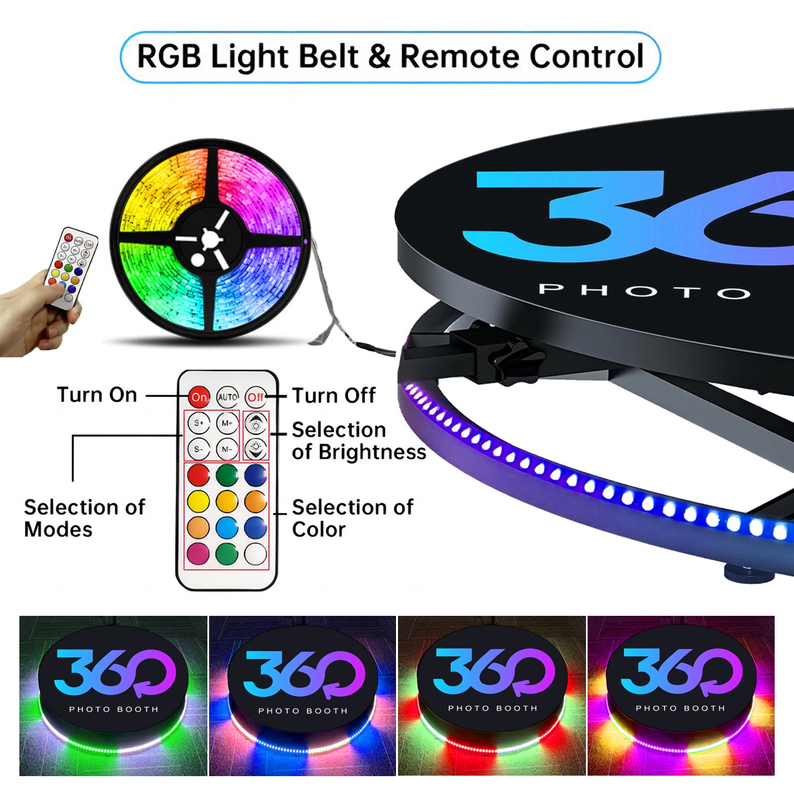 Remote Control Bottom LED Lights Fill Light High Quality Factory Price Fast Shipping 360 Photo Booth