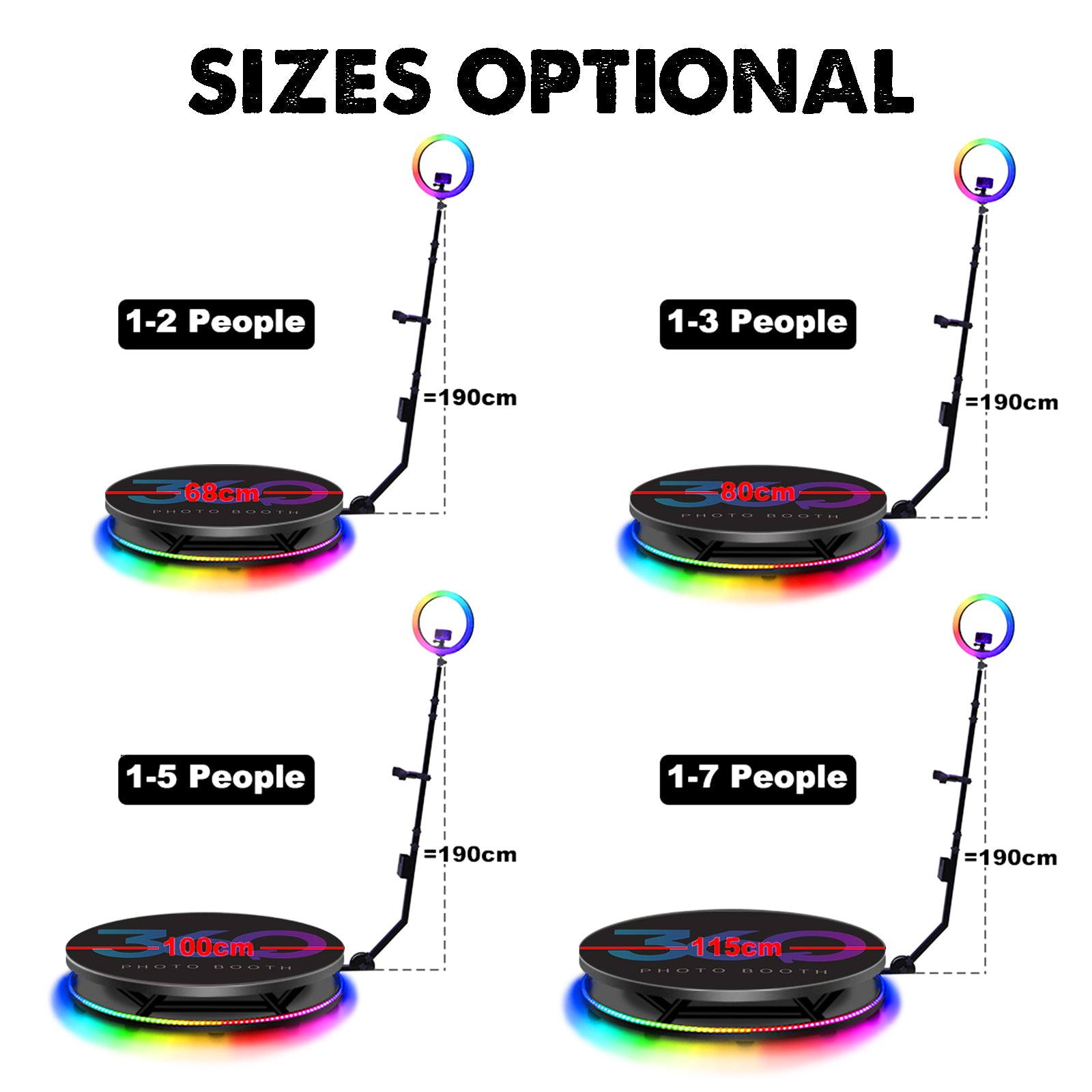 Remote Control Bottom LED Lights Fill Light High Quality Factory Price Fast Shipping 360 Photo Booth