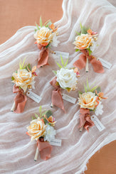 sunset bouquet boutonniere -R139 Rose Morning