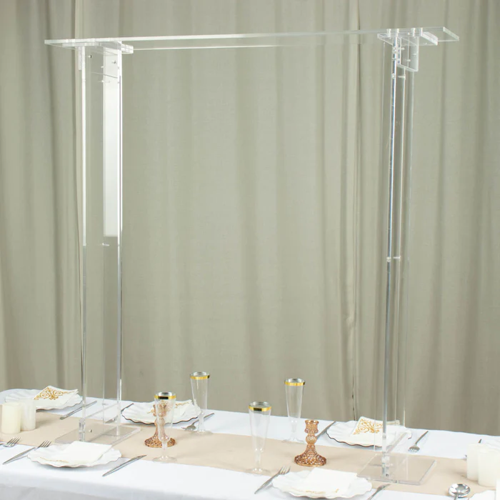 S002: Long Floral Wedding Clear Acrylic Rectangular Flower Frame Table Display Stand Rose Morning
