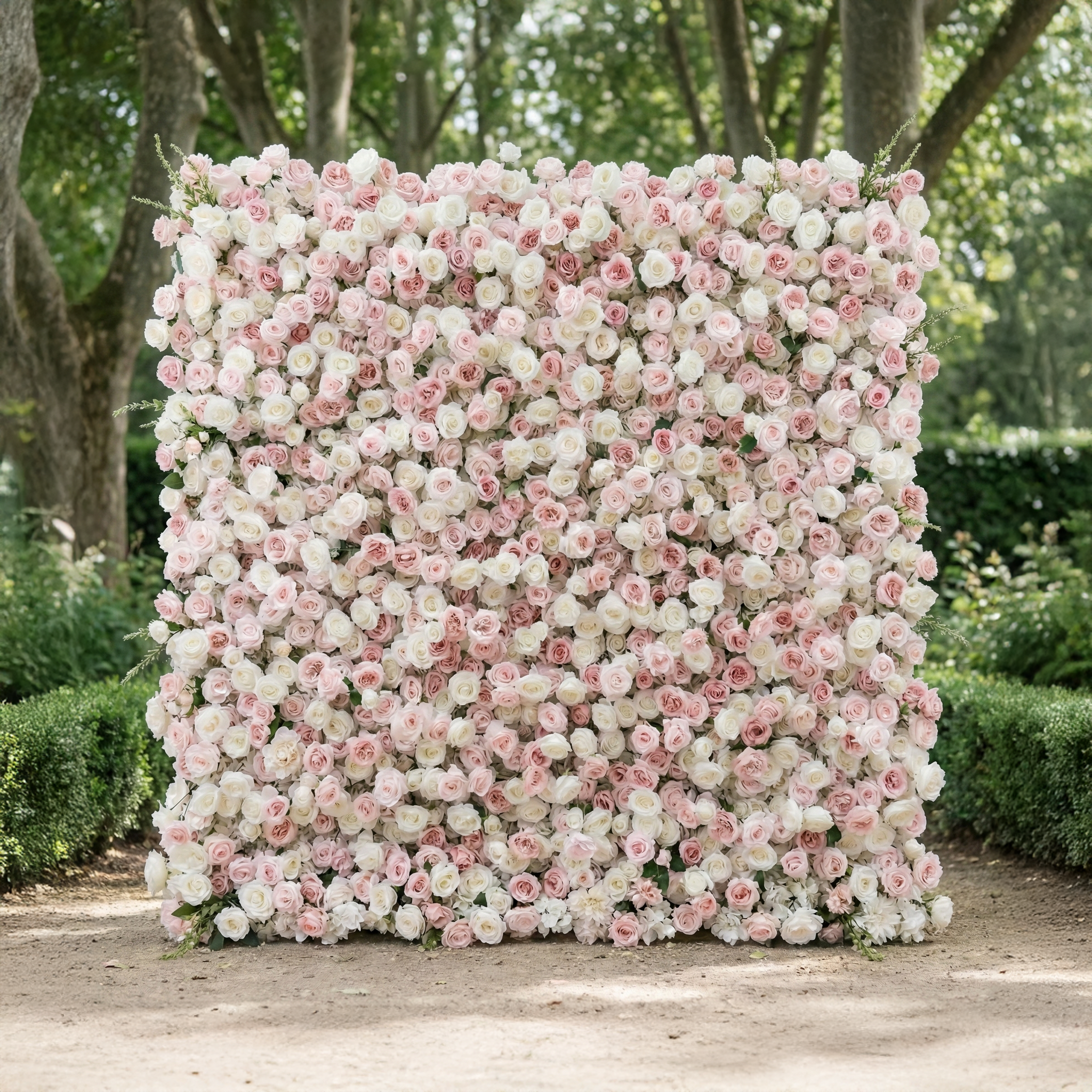 Caius: Luxury 5D Cream & Blush Silk Floral Wall Roll-Up Fabric Backdrop for Dreamy Garden Weddings & Bridal Showers