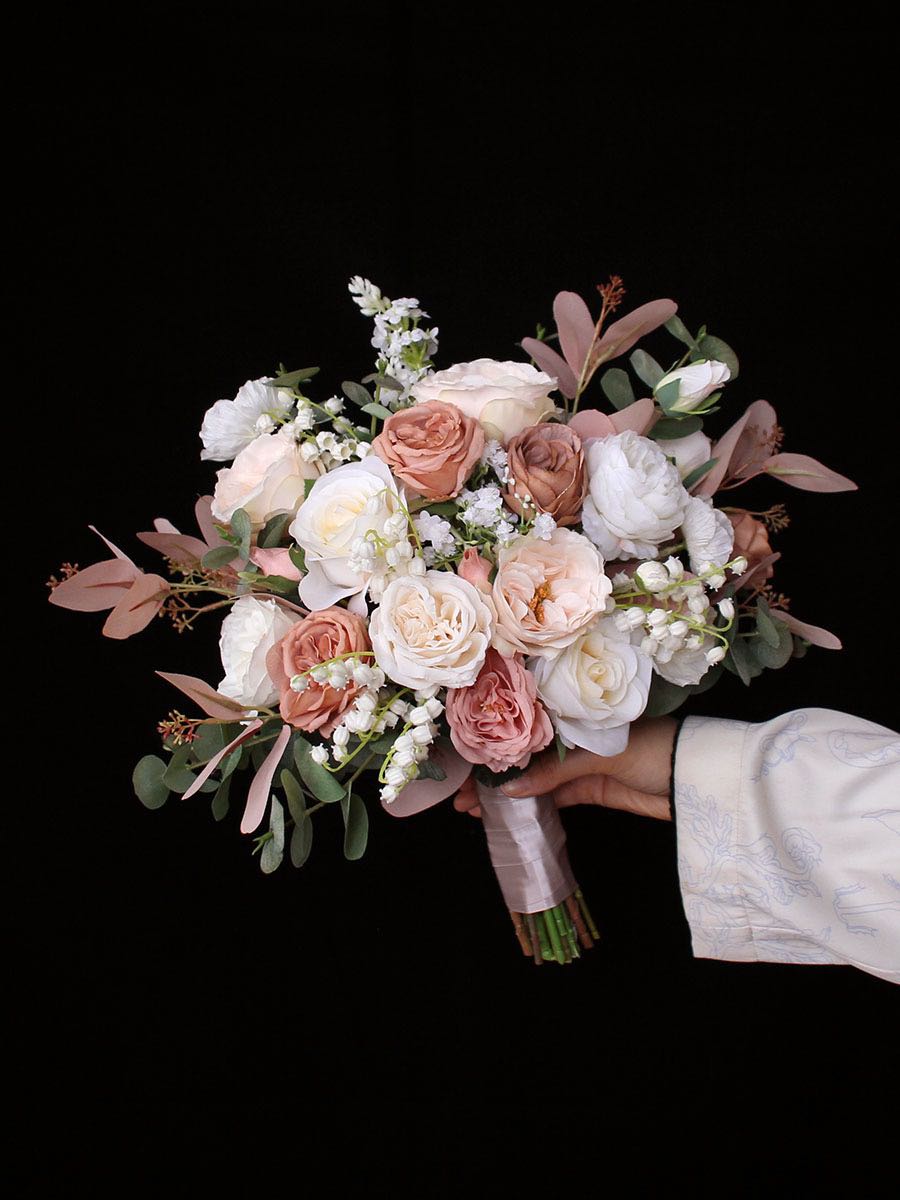 Lily of the Valley wedding bouquet bridal bouquet -R077 Rose Morning