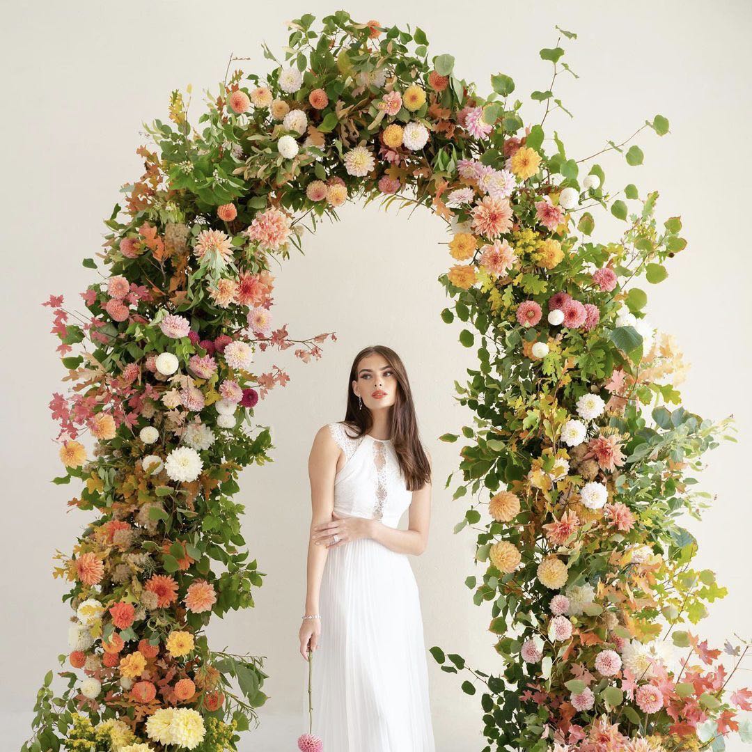 Gemma : 2023 New Wedding Party Background Floral Arch Decoration Including Frame -R896 Rose Morning