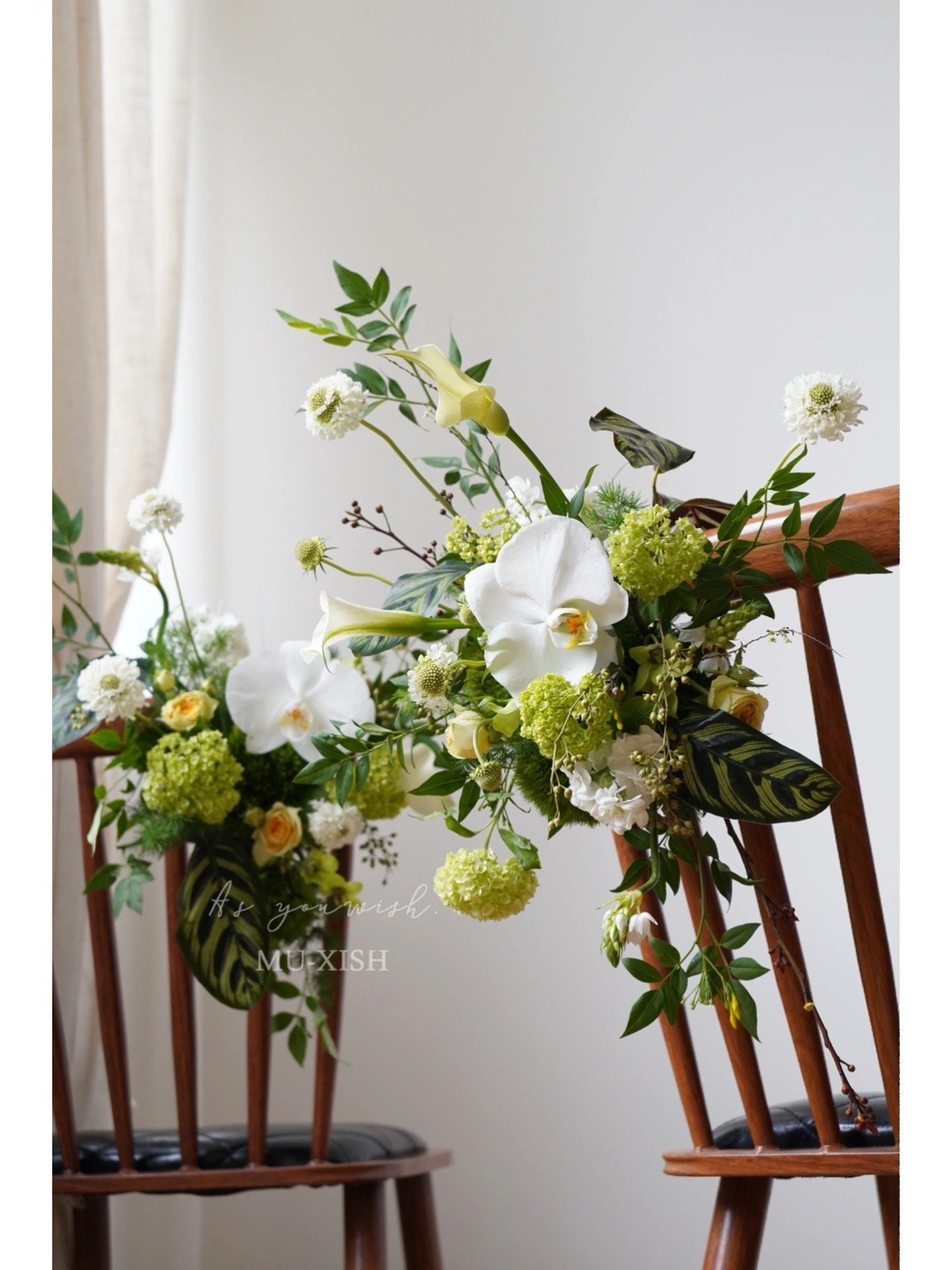 Green Chairback floral French wedding -R093 Rose Morning