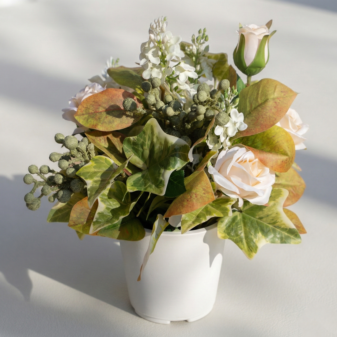 UV Treated Faux Jasmine in Plastic Pot