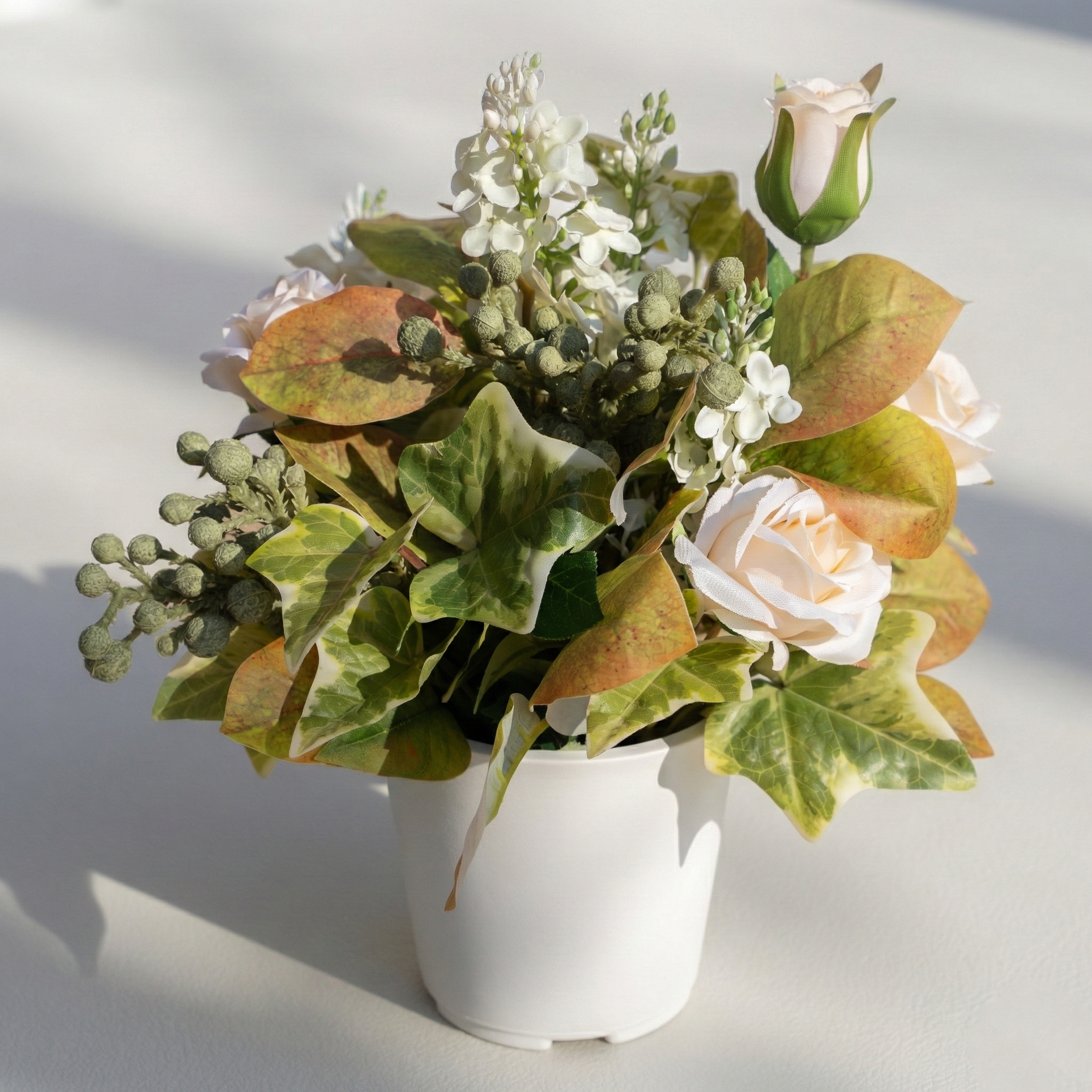 UV Treated Faux Jasmine in Plastic Pot