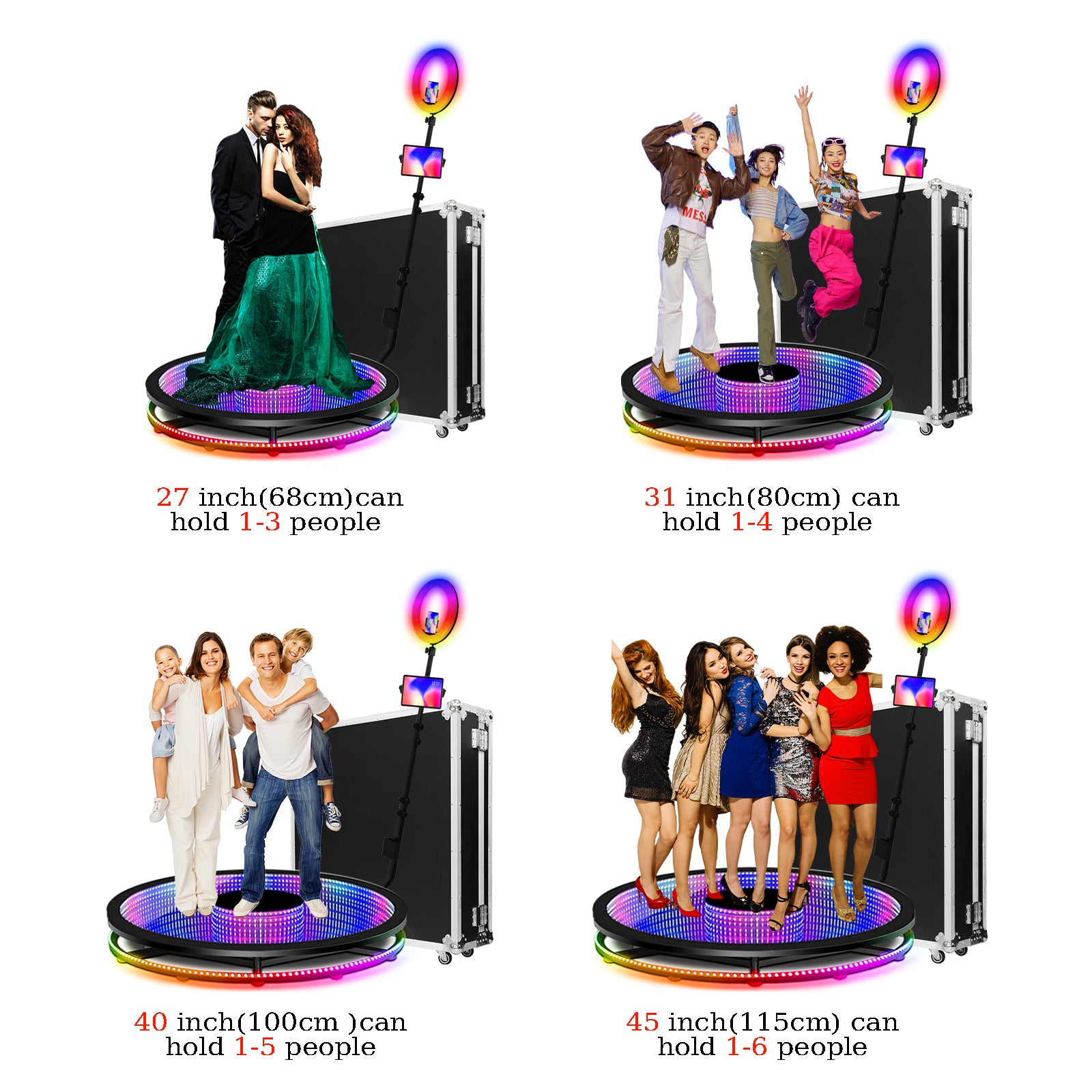 Upgraded Remote Control Bottom LED Lights Fill Light High Quality Factory Price Fast Shipping 360 Photo Booth