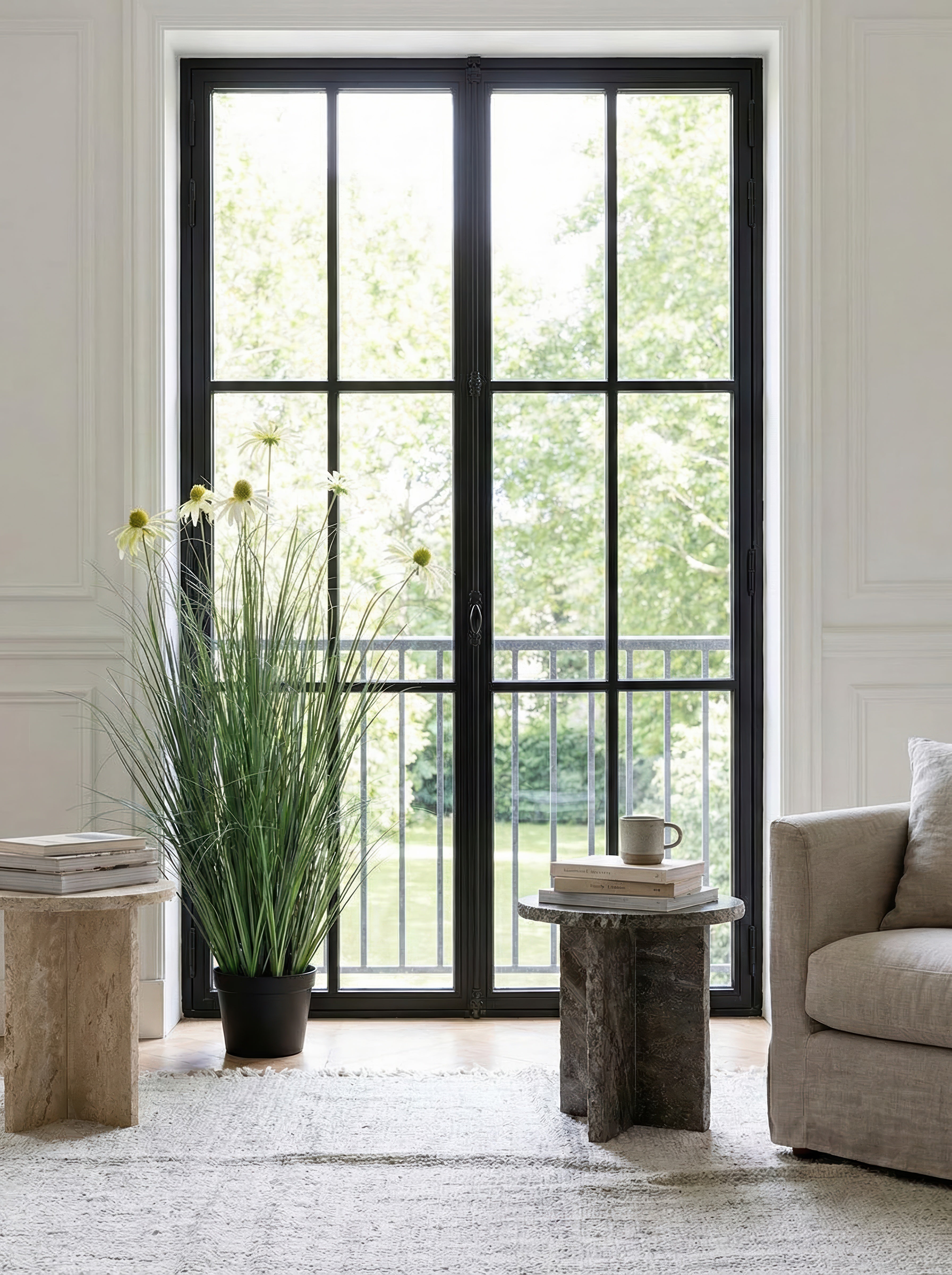 37.4 Inches Faux Reed Echinacea – Sculptural Botanical Statement for Modern Interiors