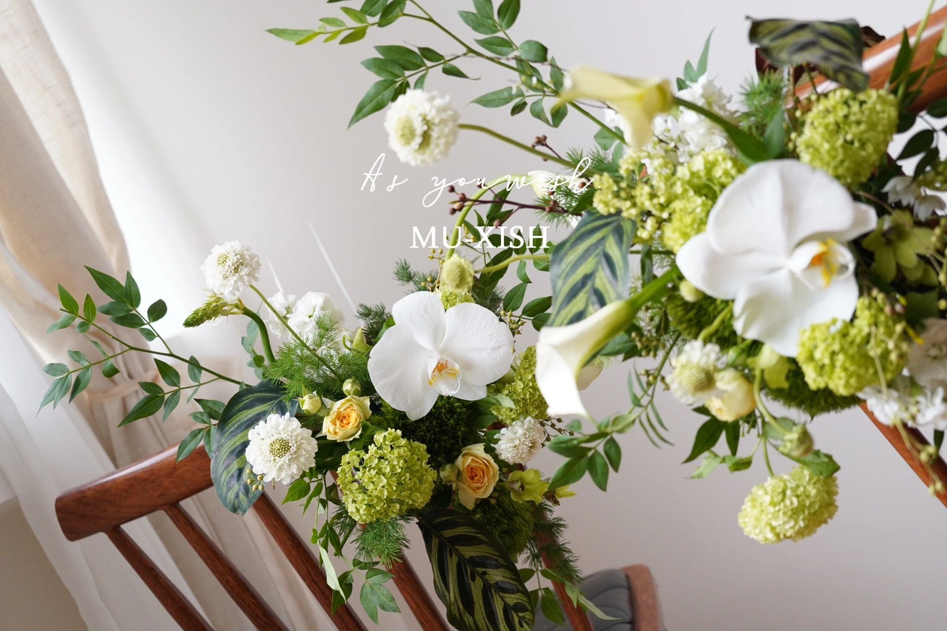 Green Chairback floral French wedding -R093 Rose Morning