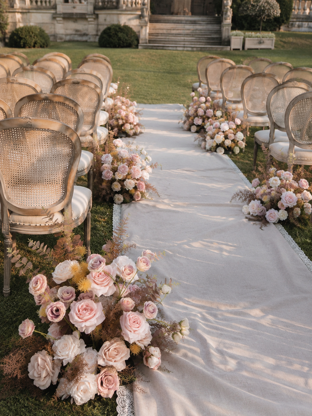 Meliora:Pink Shade Artificial Rose Arrangements, Wedding Aisle & Table Decor Realistic Silk Flowers with Stable Base,Reusable,Ideal for Indoor Outdoor Ceremonies,Parties & Table Centerpieces