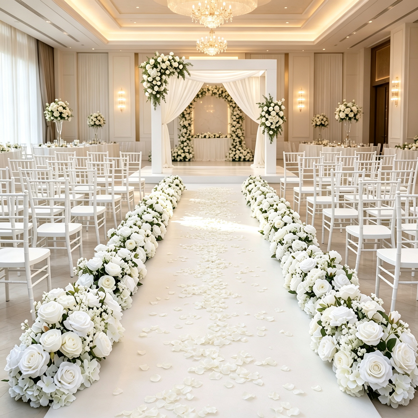 2pcs White Rose Wedding Aisle Flowers,Aisle Flowers for Wedding Ceremony