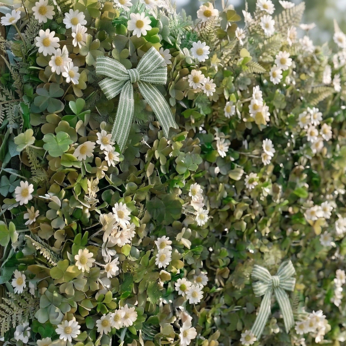 Clover: 5D Green Lucky Clovers Silk Floral Wall Roll-Up Fabric Backdrop for St.Patrick&