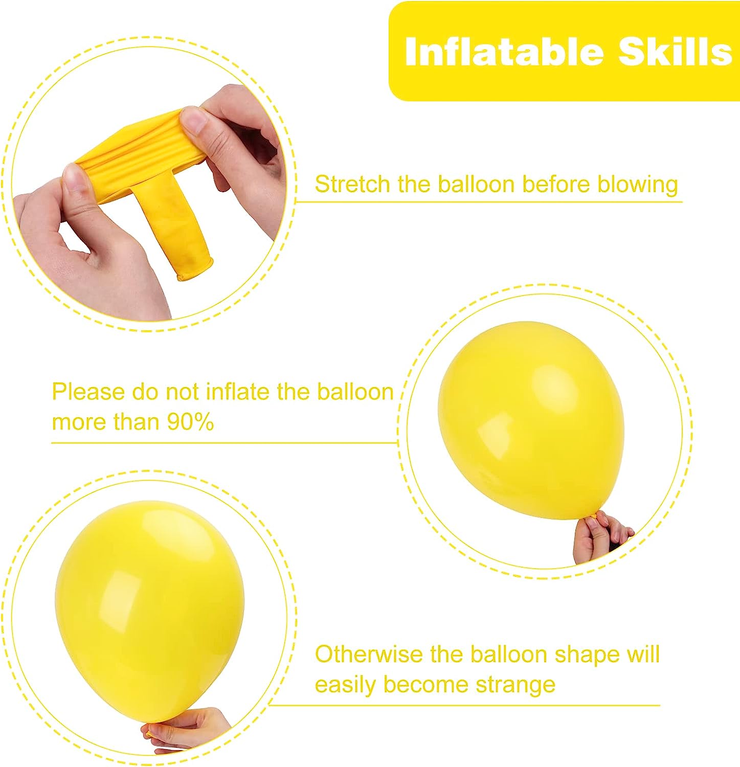 Yellow Balloon Decoration Set, includes 3 sets of balloons, including 12" round yellow balloons, 12" star yellow balloons and 12" heart yellow balloons. Balloons are made of high quality material and durable. Balloons can be used for a variety of occasions including birthday parties, wedding anniversaries, Valentine&
