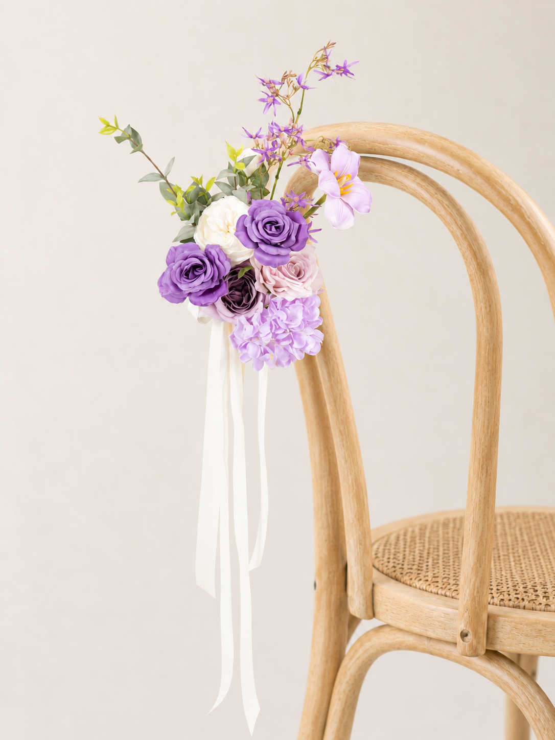 17.7-Inch Garden Roses Tulips parvi Chair Flower for Wedding Ceremony and Reception in Violet Garden | Greta (Set of 2)