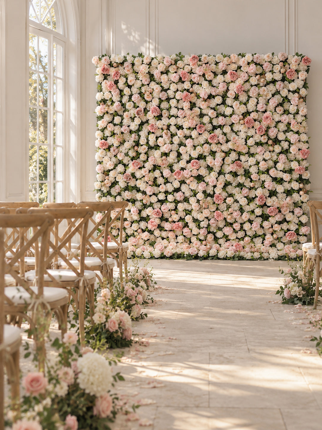 Vinca: 3D Fabric Artificial Zip Up Curtain Flower Wall For Wedding and Events Decoration
