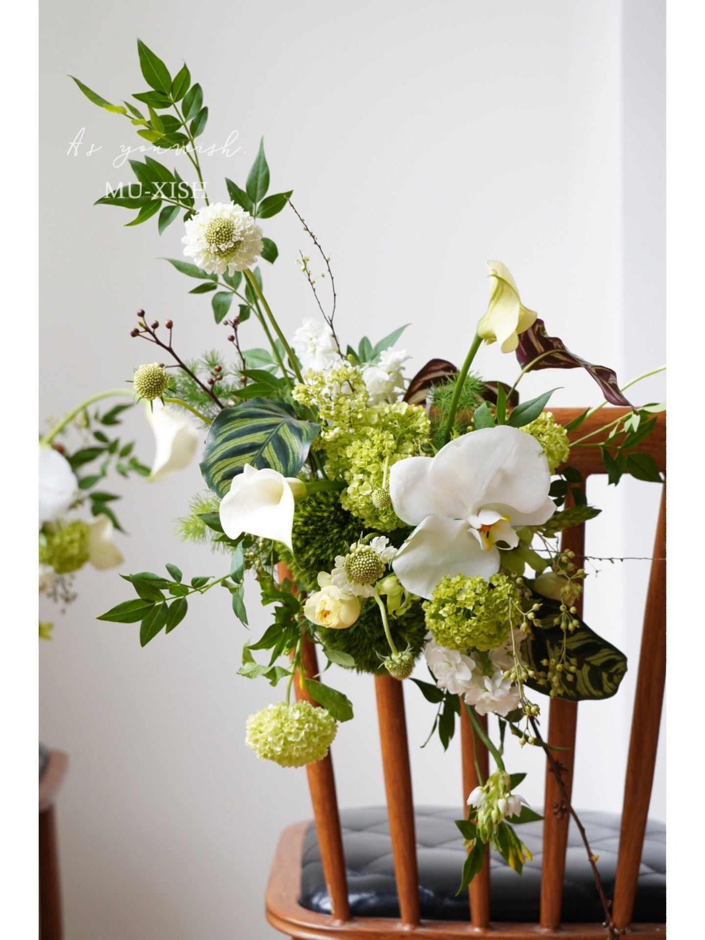 Green Chairback floral French wedding -R093 Rose Morning