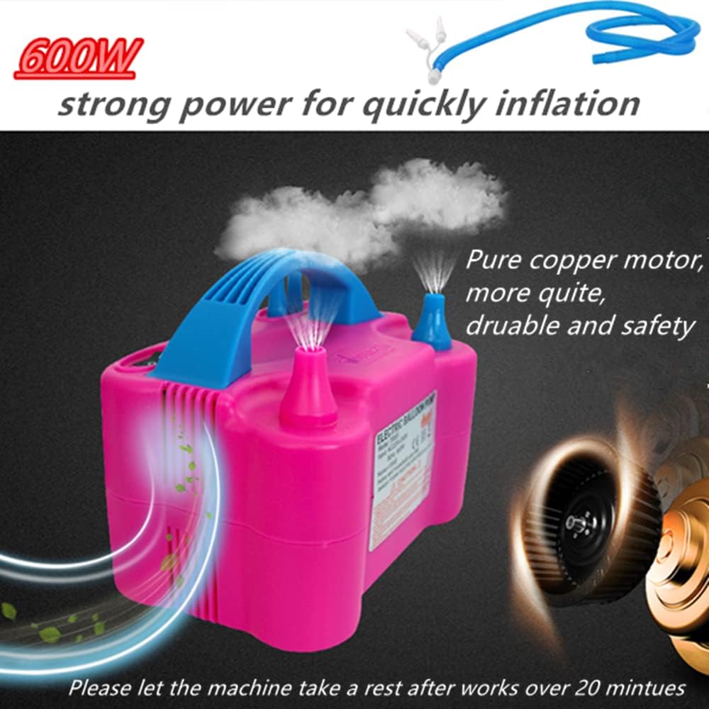 Balloon Pump, Portable Dual Nozzle Ballon Inflator Pump for Balloons 110V 600W Electric Air Pump Blower, Balloon Arch kit &Balloon Garland kit, Balloons for Parties/Helium Tank/Birthday Balloons Set Rose Morning