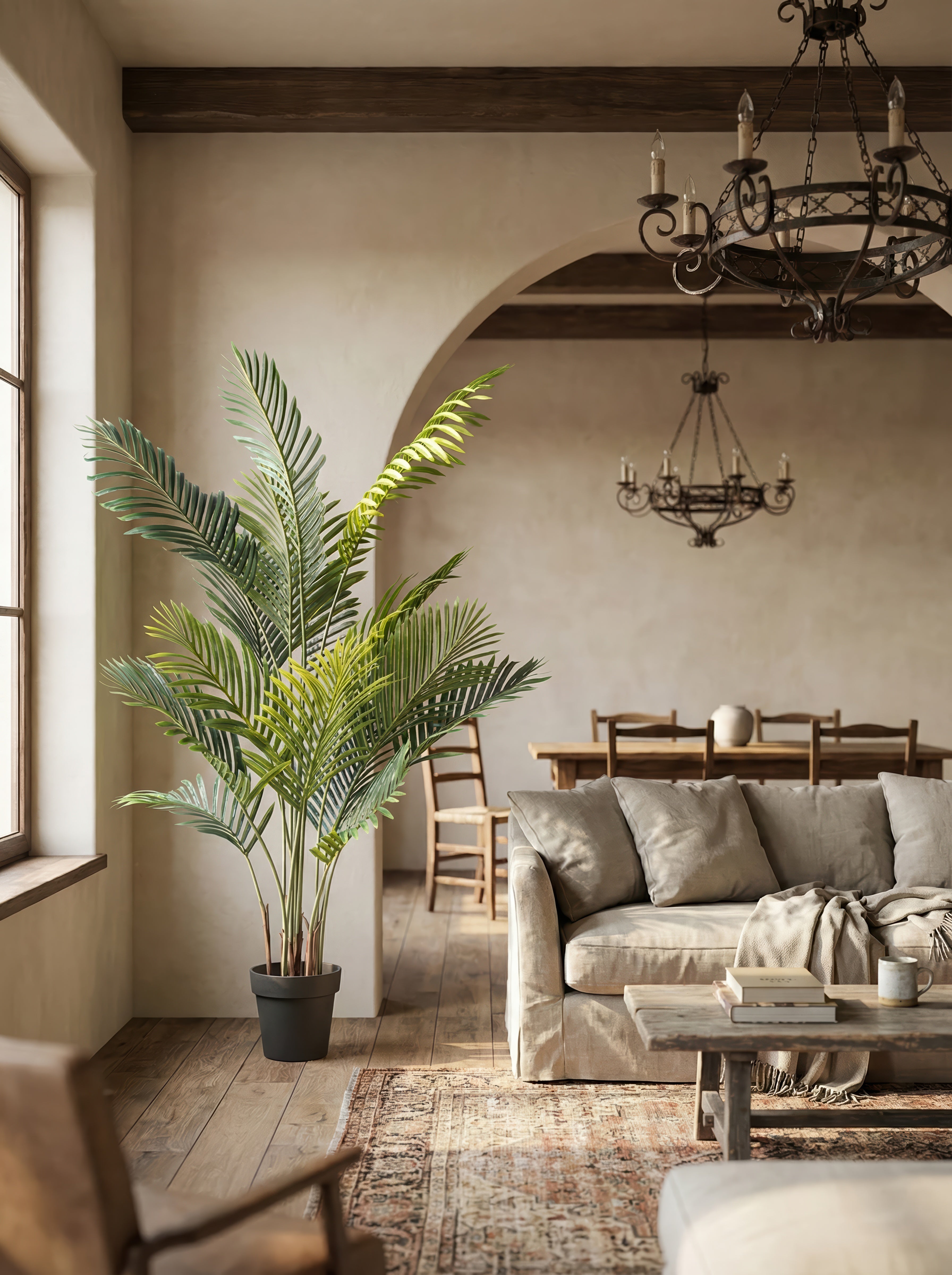 59.1" Faux Areca Palm Floor Tree – Architectural Botanical for Contemporary Spaces