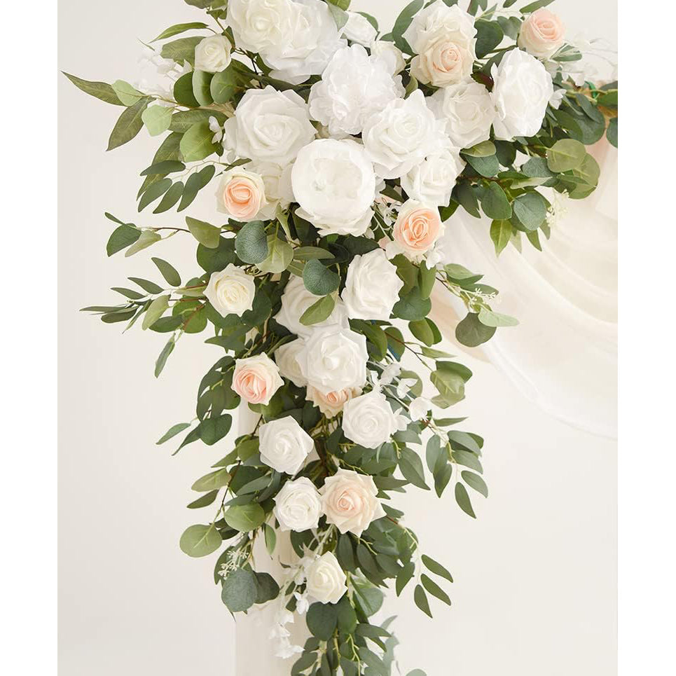 Deluxe Hanging Wedding Arch Flowers with Drapes Kit (Pack of 5) Rose Morning