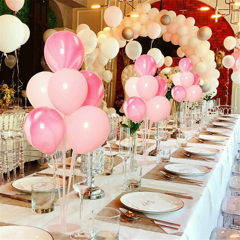Balloon Stand Kits, Balloon Sticks with Base For Table Floor Graduation Baby Shower Happy Birthday Engagement Fiesta Party Decorations Class 7 Sets 28 Inch Rose Morning