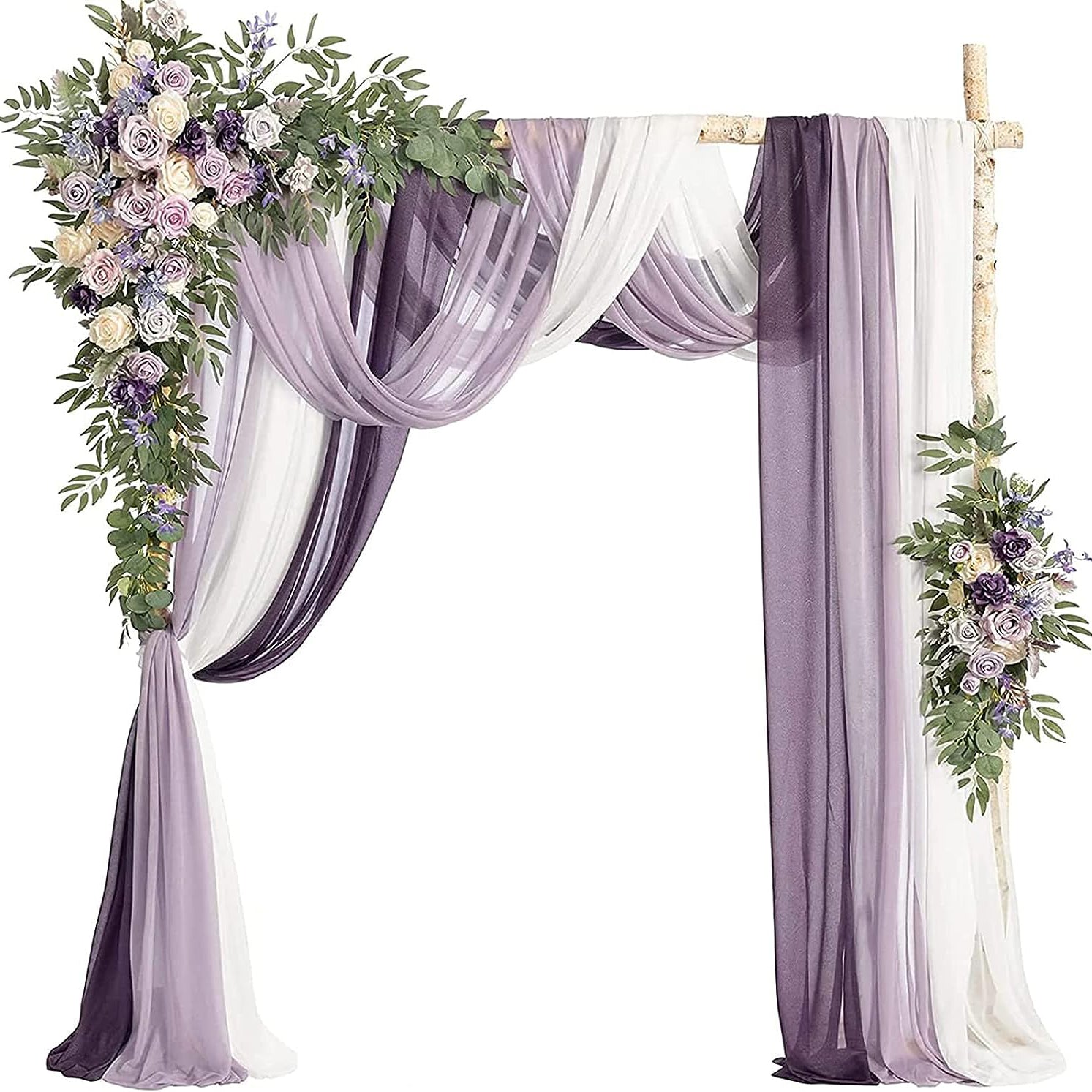 Wedding Arch Flowers Kit (Pack of 5) - 3Pcs Flower Swags & 2 Pcs Arch Drapes Rose Morning