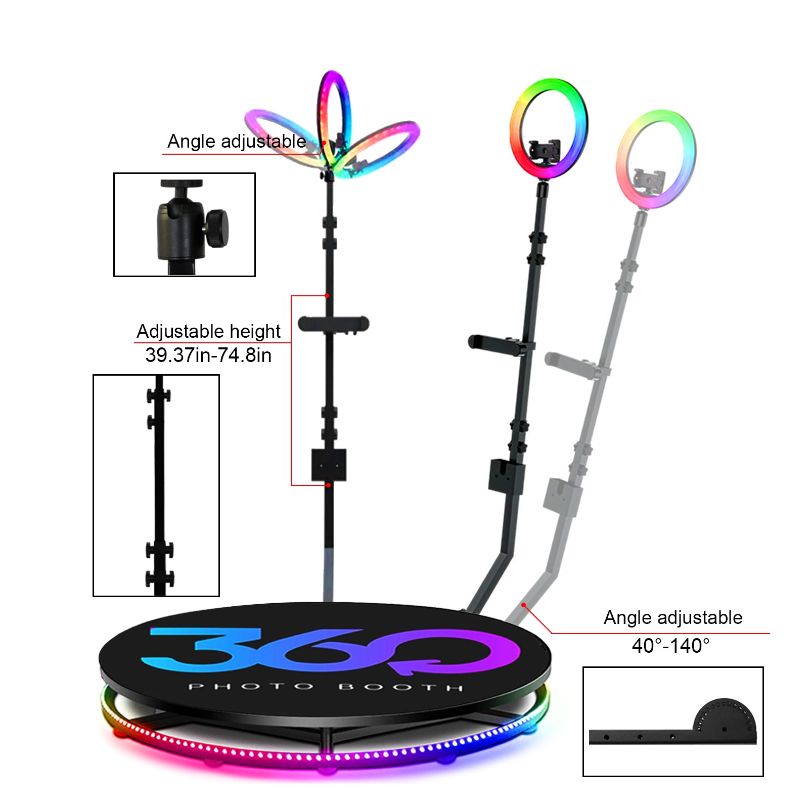 Remote Control Bottom LED Lights Fill Light High Quality Factory Price Fast Shipping 360 Photo Booth