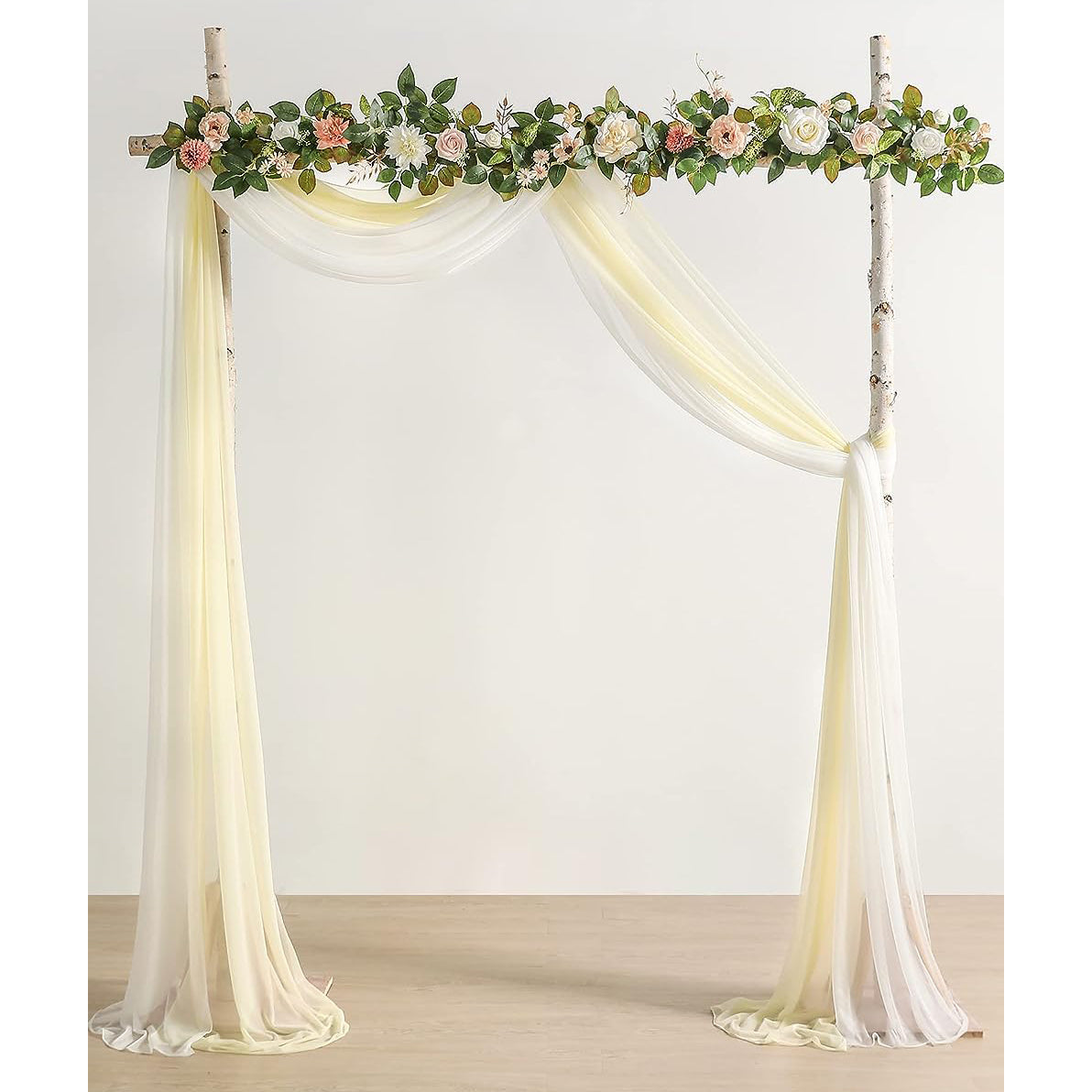 Light Yellow Wedding Arch Draping Fabric 2 Panels Rose Morning