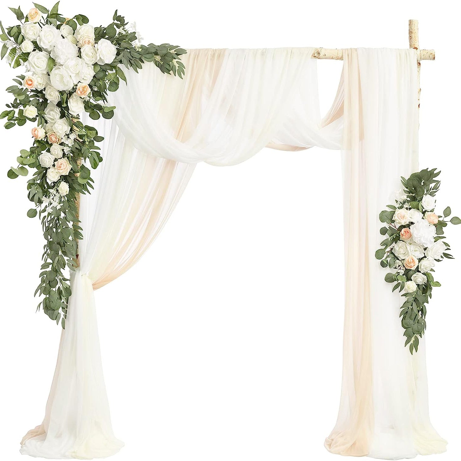 Deluxe Hanging Wedding Arch Flowers with Drapes Kit (Pack of 5) Rose Morning