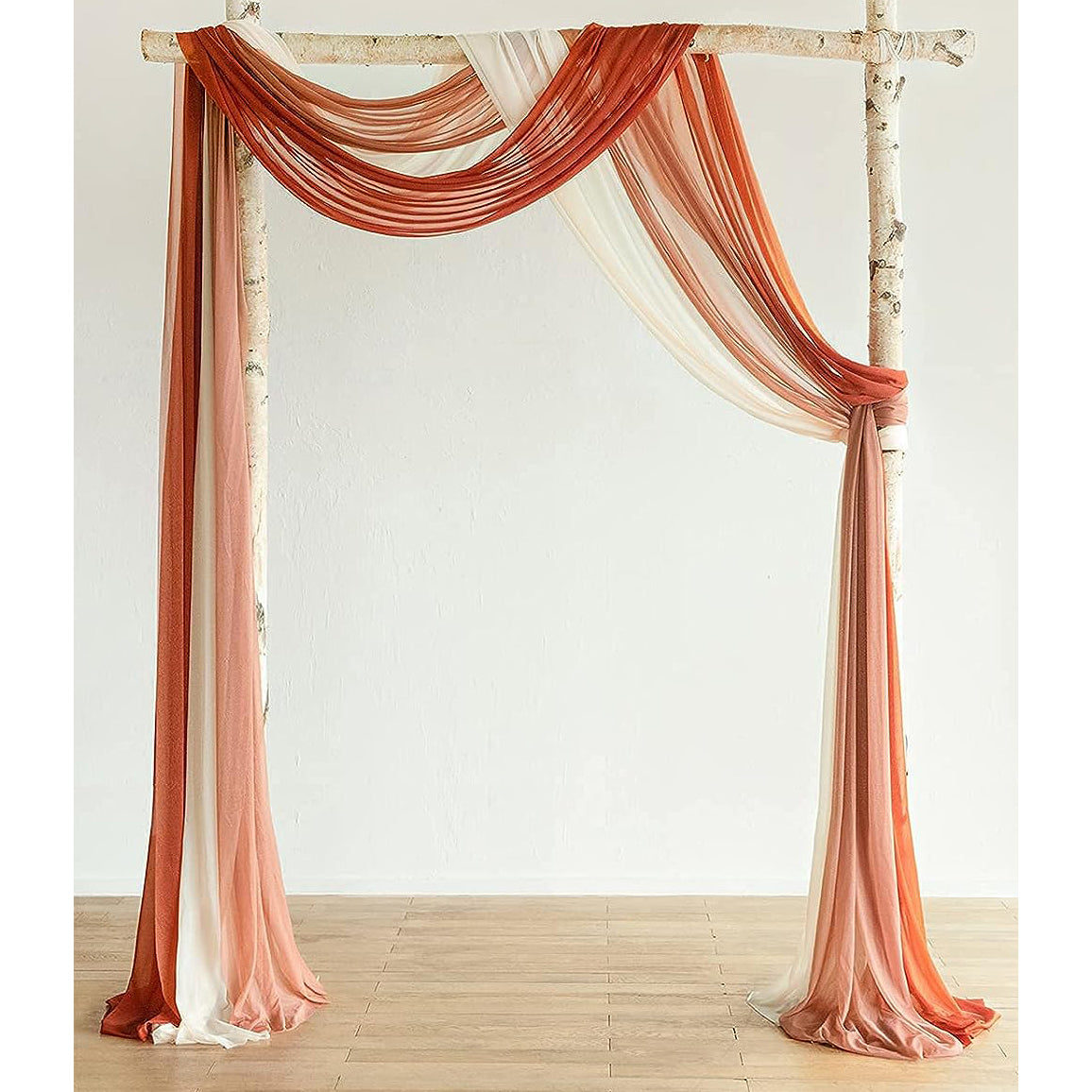 Classic Terracotta Wedding Arch Draping Fabric 3 Panels Chiffon Fabric Drapery Rose Morning
