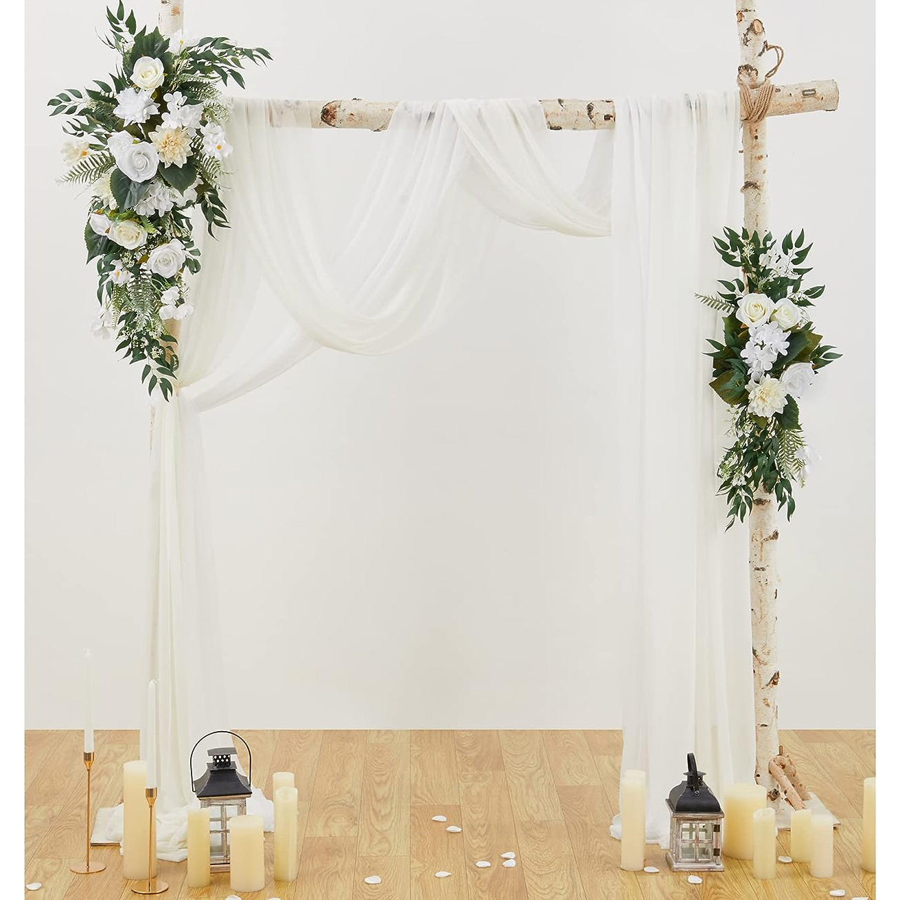 Y012: White & Ivory Wedding Arch Flowers Kit (Pack of 4) Rose Morning
