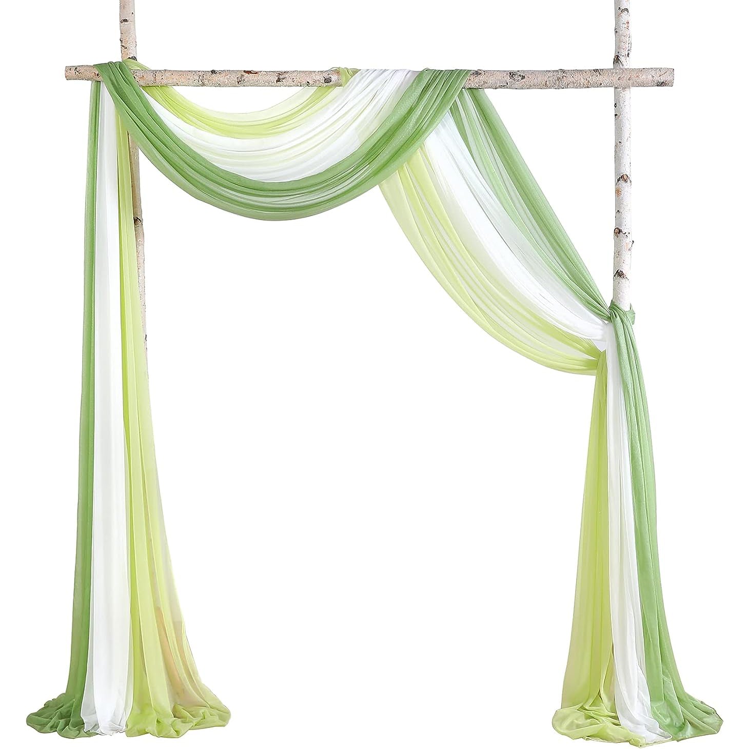White and Green Wedding Arch Draping Fabric – Rose Morning
