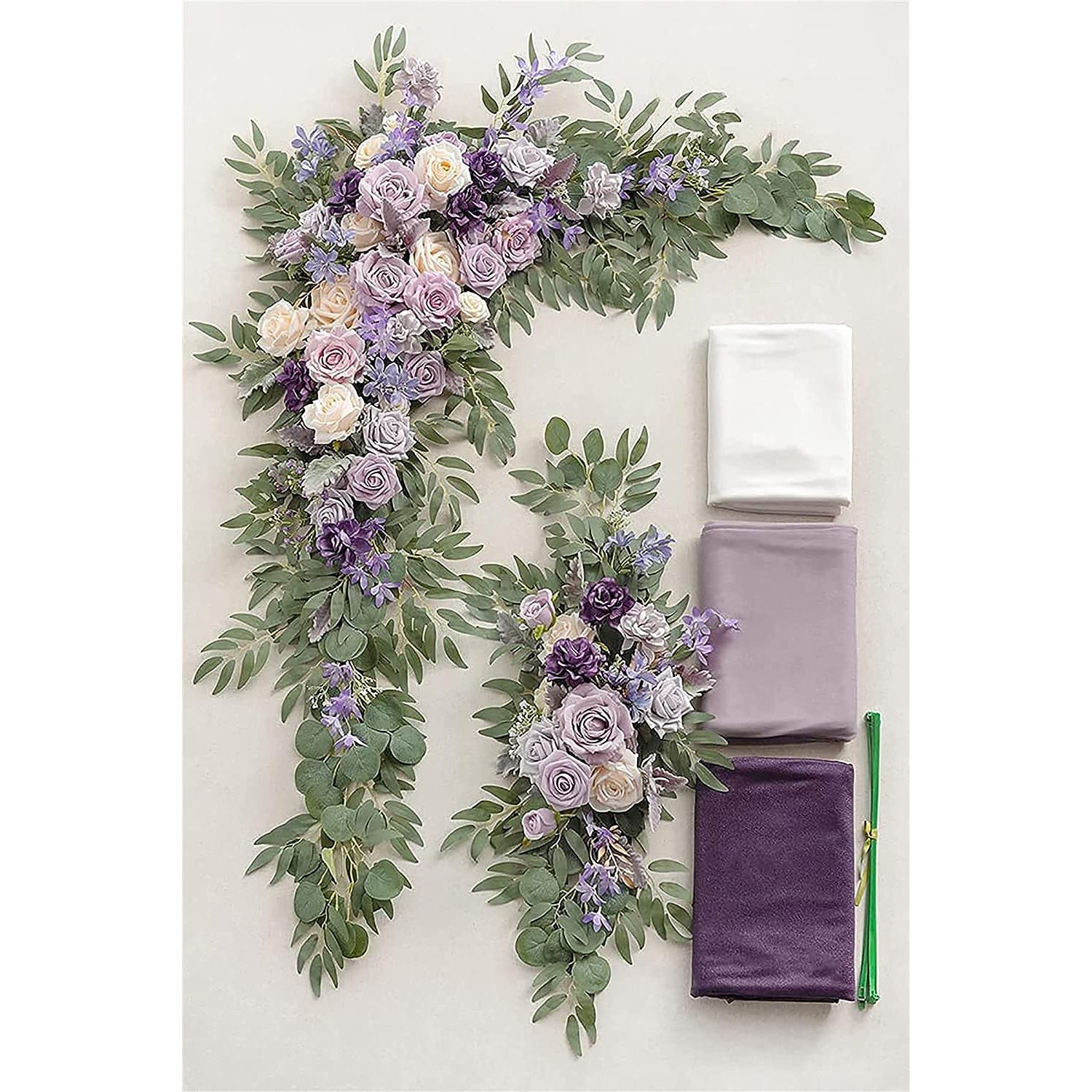 Wedding Arch Flowers Kit (Pack of 5) - 3Pcs Flower Swags & 2 Pcs Arch Drapes Rose Morning