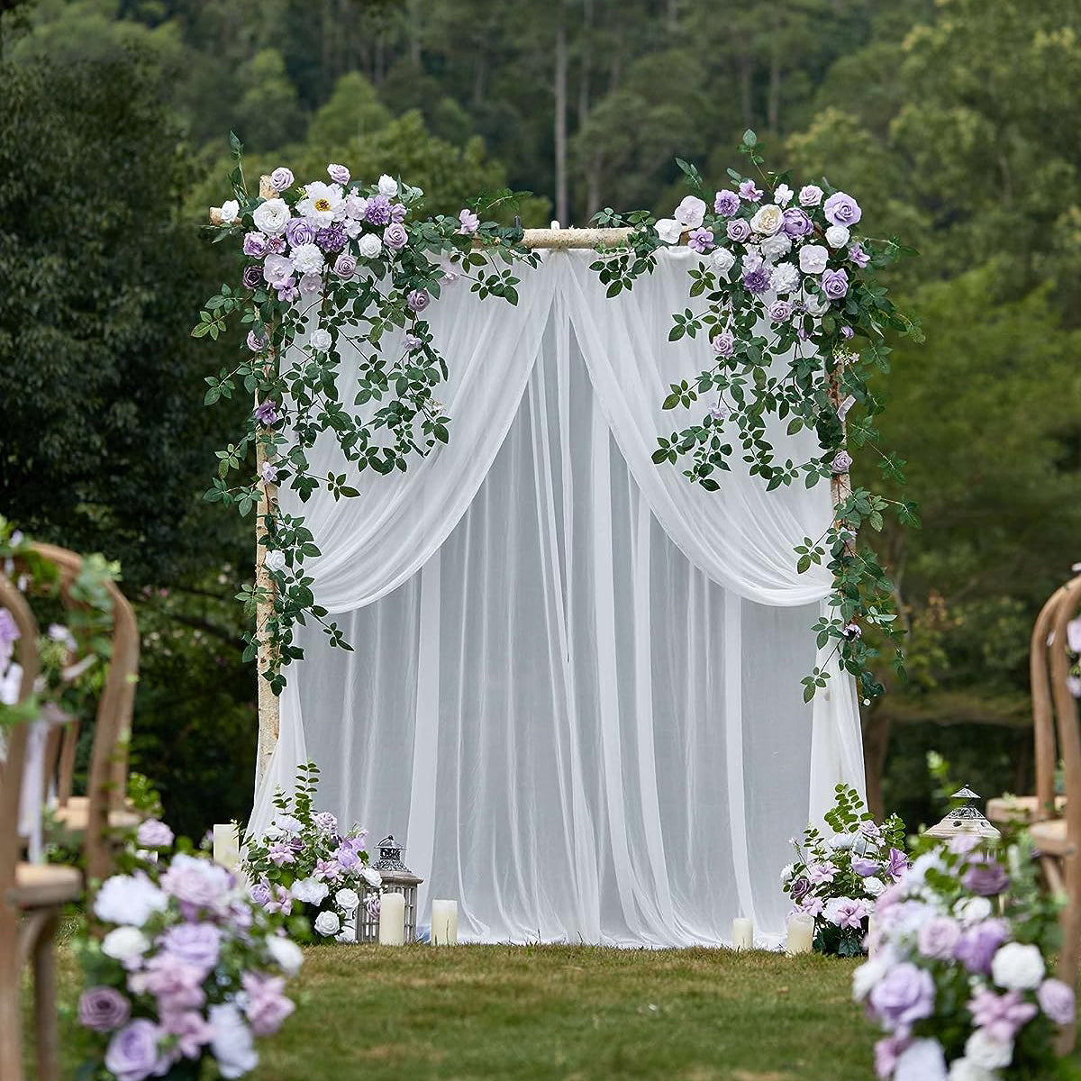 Y008: Wedding Arch Flowers with Two-Panel Drape(Pack of 4) Rose Morning