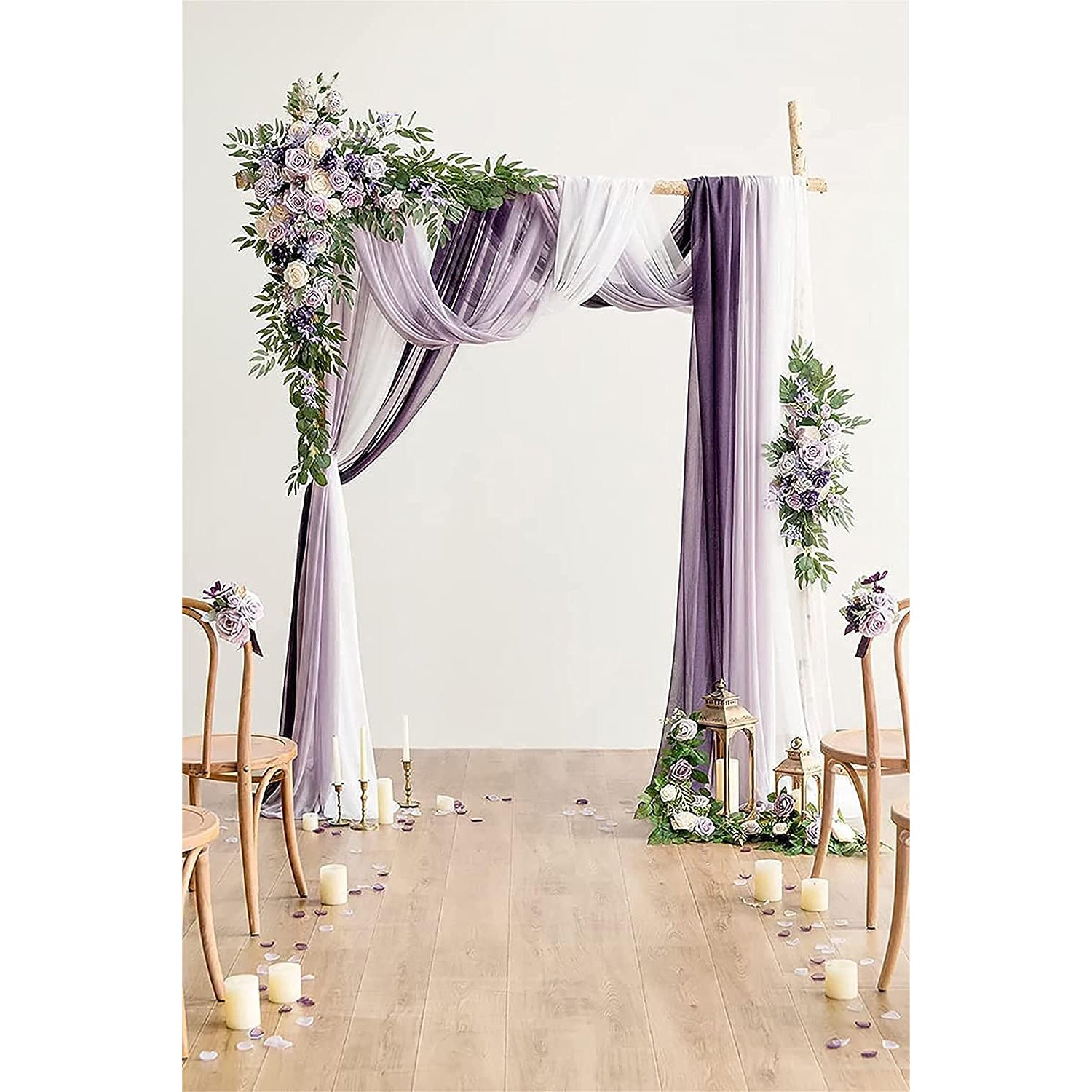 Wedding Arch Flowers Kit (Pack of 5) - 3Pcs Flower Swags & 2 Pcs Arch Drapes Rose Morning