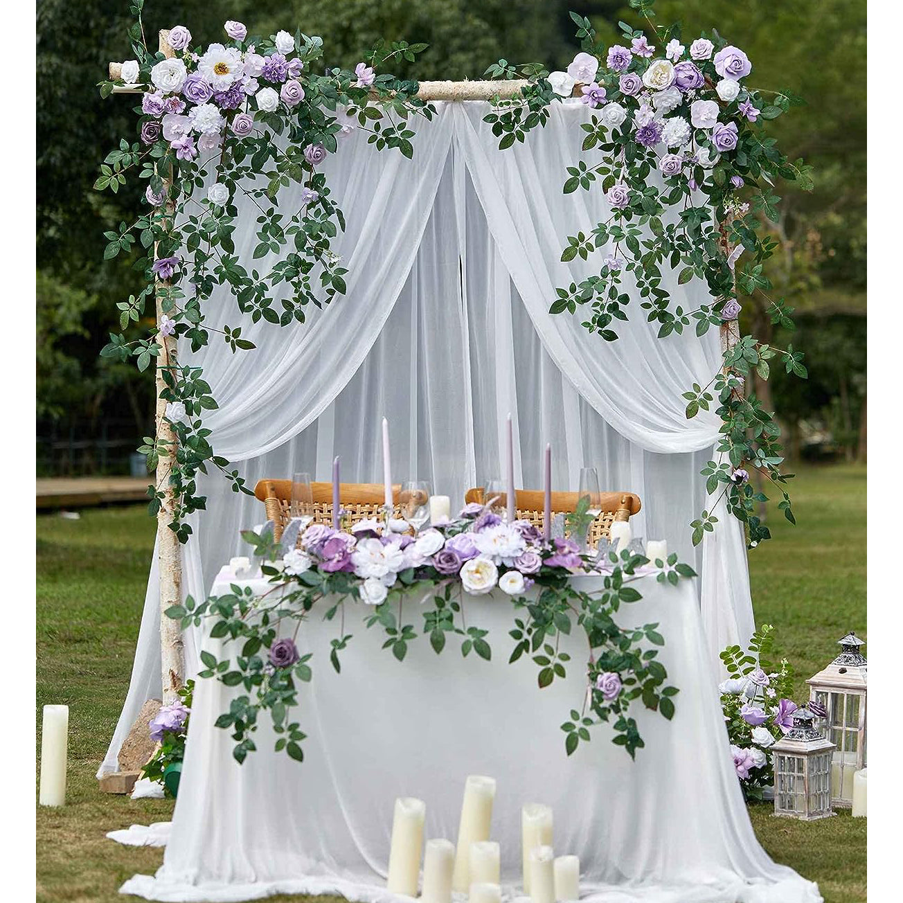 Y008: Wedding Arch Flowers with Two-Panel Drape(Pack of 4) Rose Morning