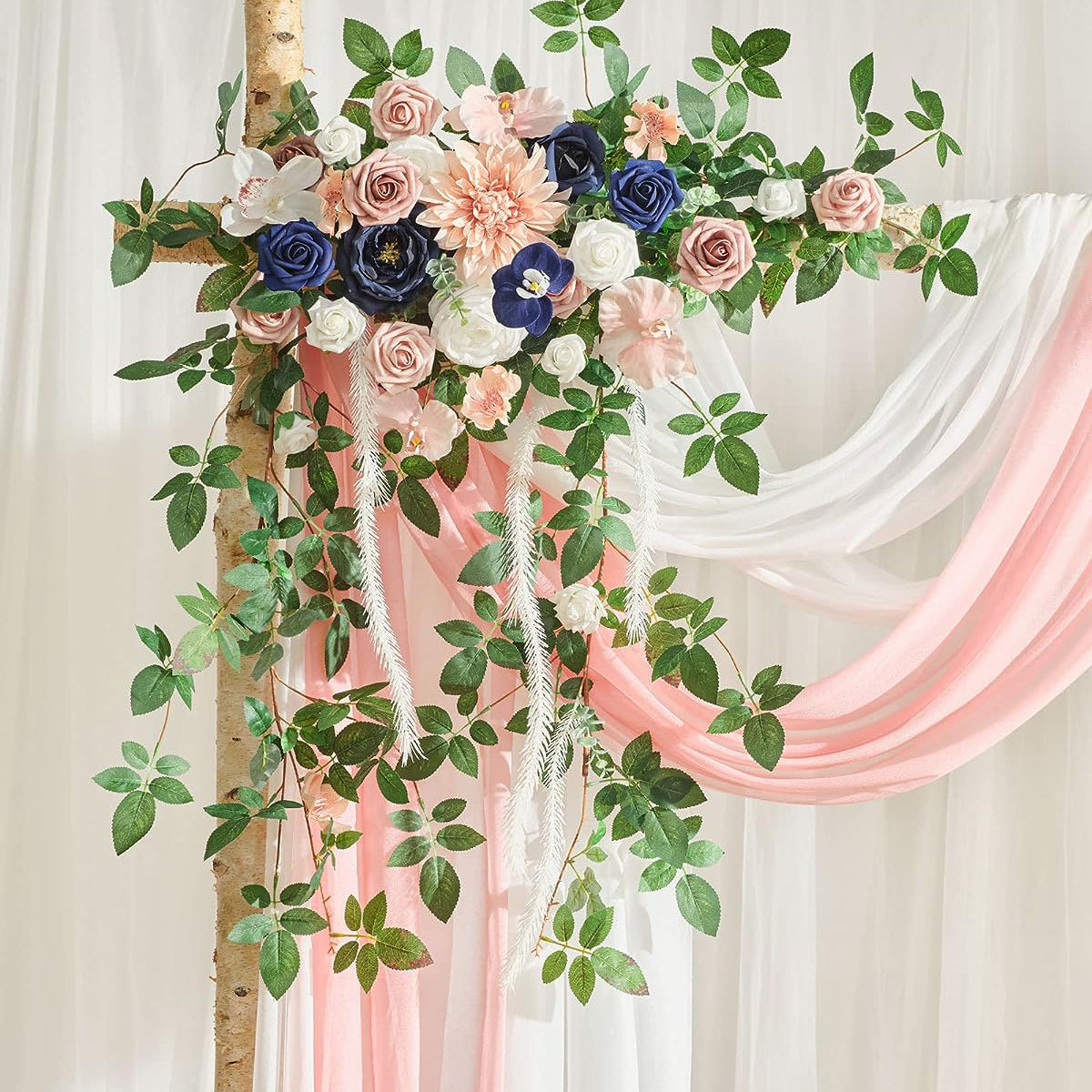 Dusty Rose&Navy Blue Wedding Arch Flowers Kit (Pack of 5) Rose Morning