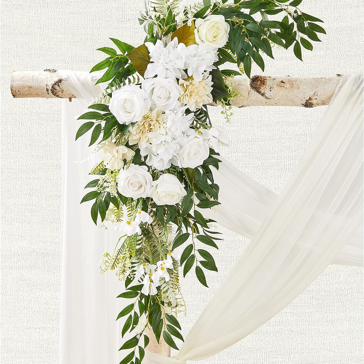 Y012: White & Ivory Wedding Arch Flowers Kit (Pack of 4) Rose Morning