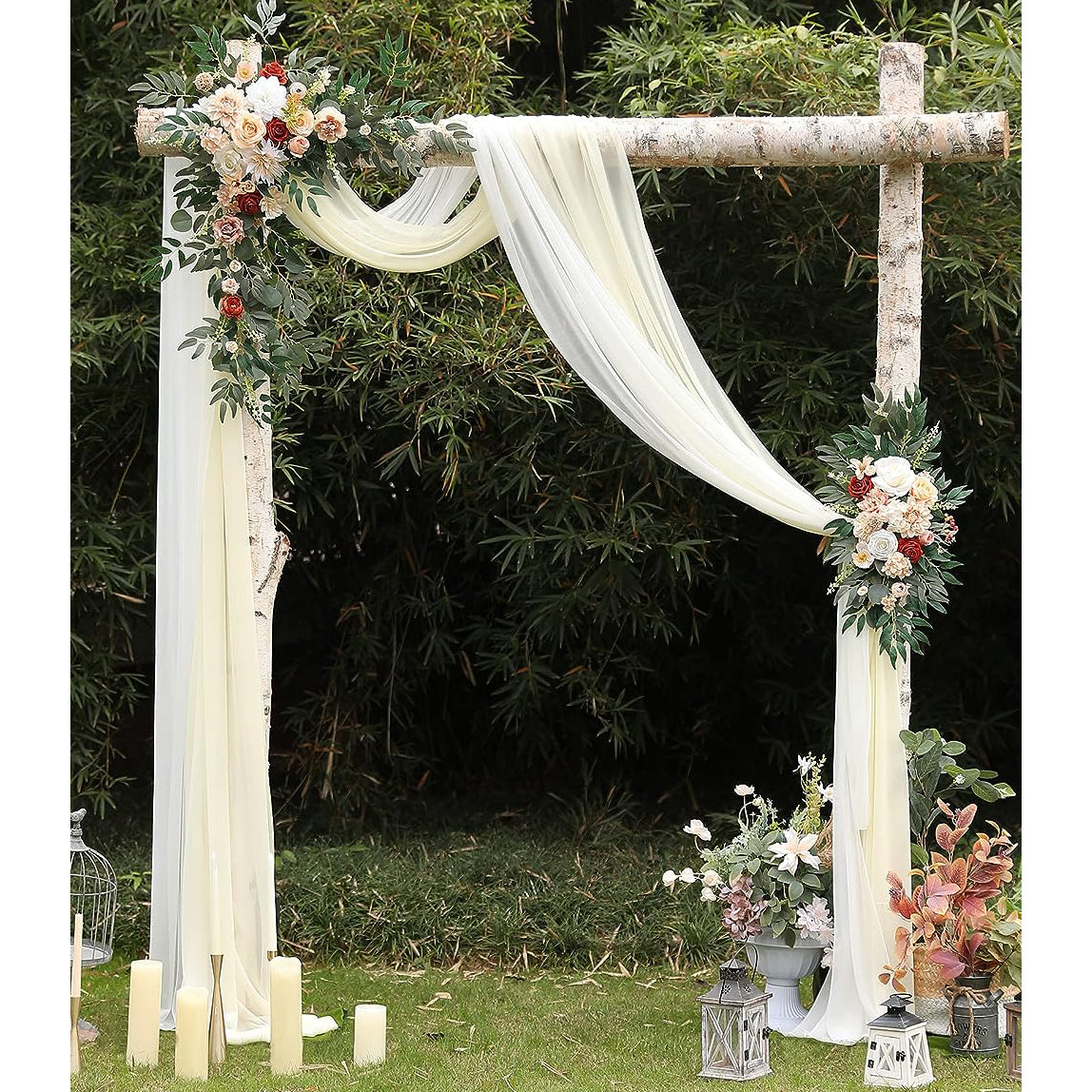 Light Yellow Wedding Arch Draping Fabric 2 Panels Rose Morning