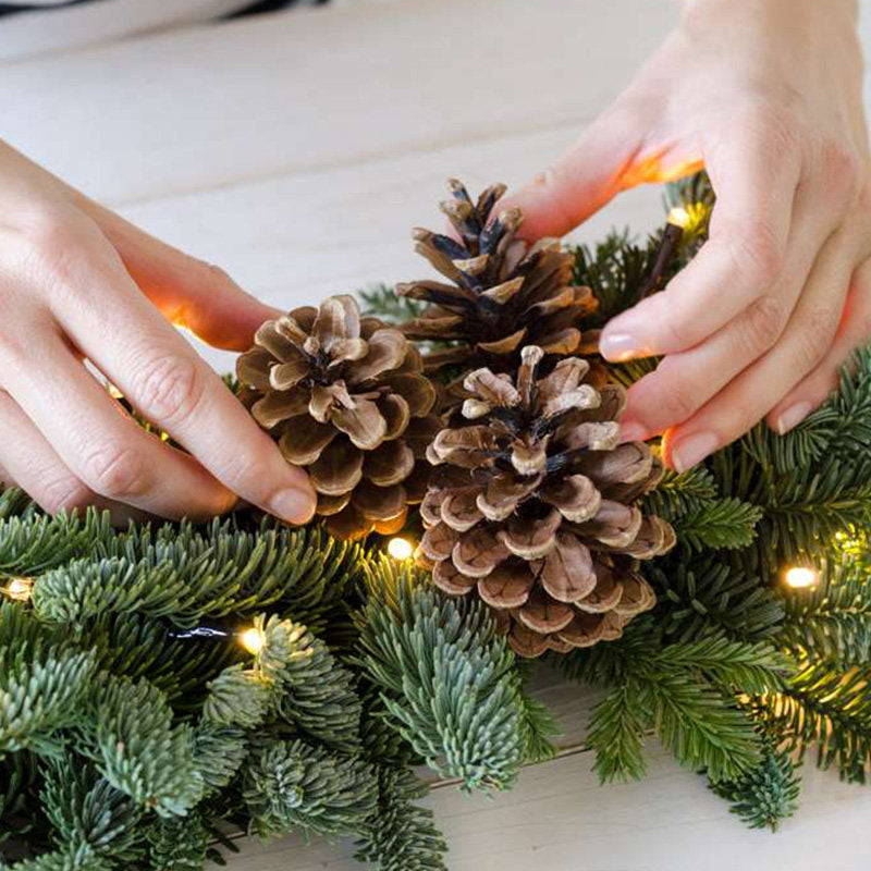 71 Inches Table Centerpiece with Evergreen, Pine Cones and Candle Accents
