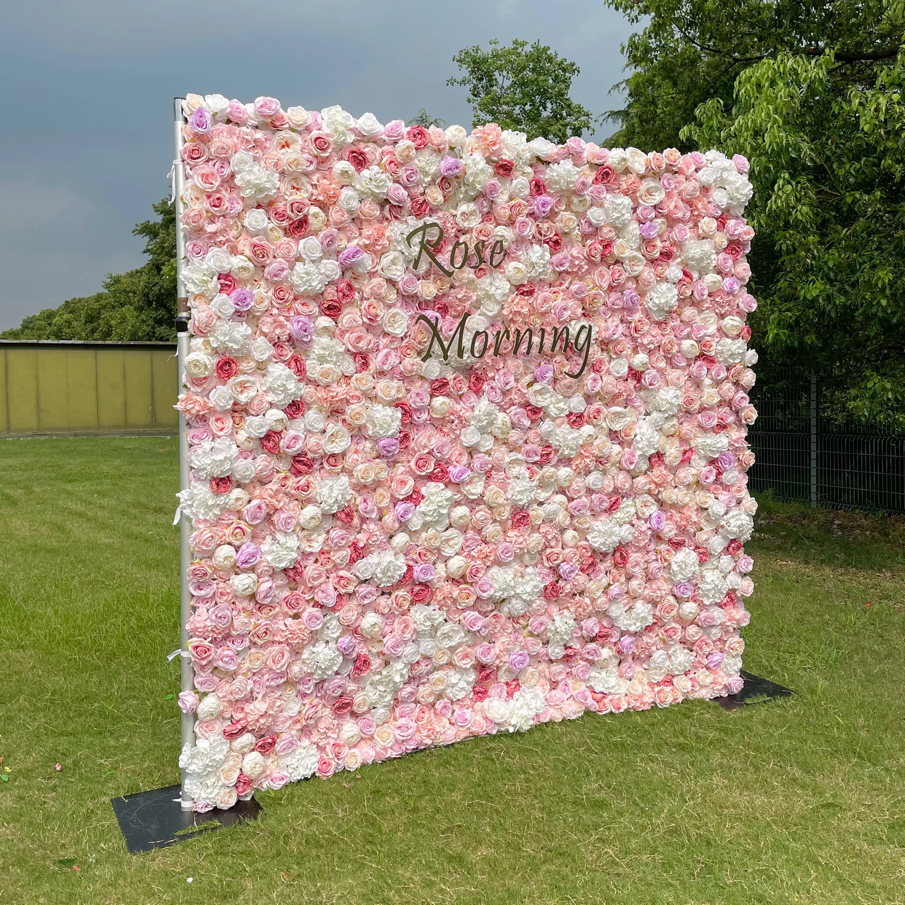 Allan:5D Fabric Artificial rolling up curtain flower wall