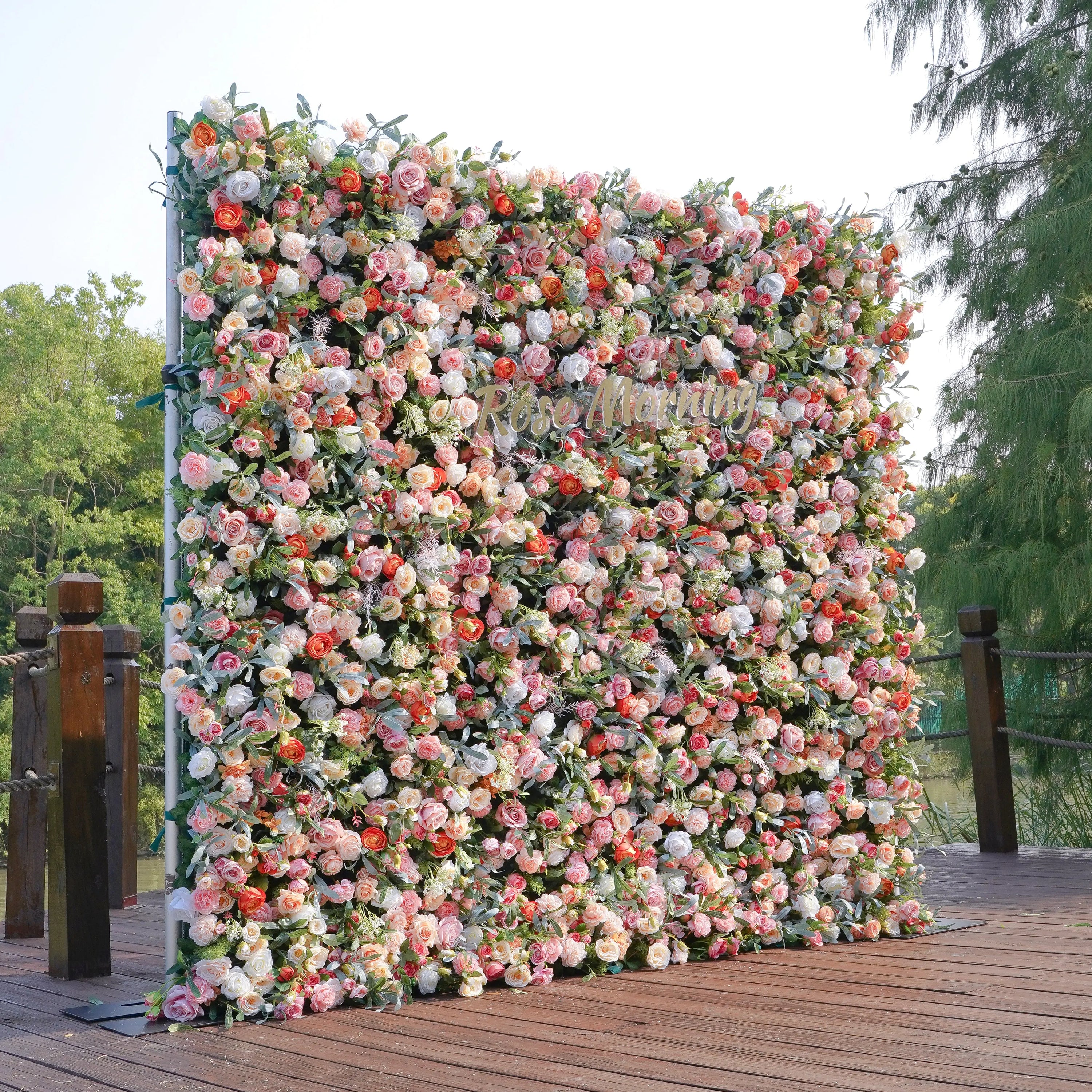 Amanda:5D Fabric Artificial rolling up curtain flower wall