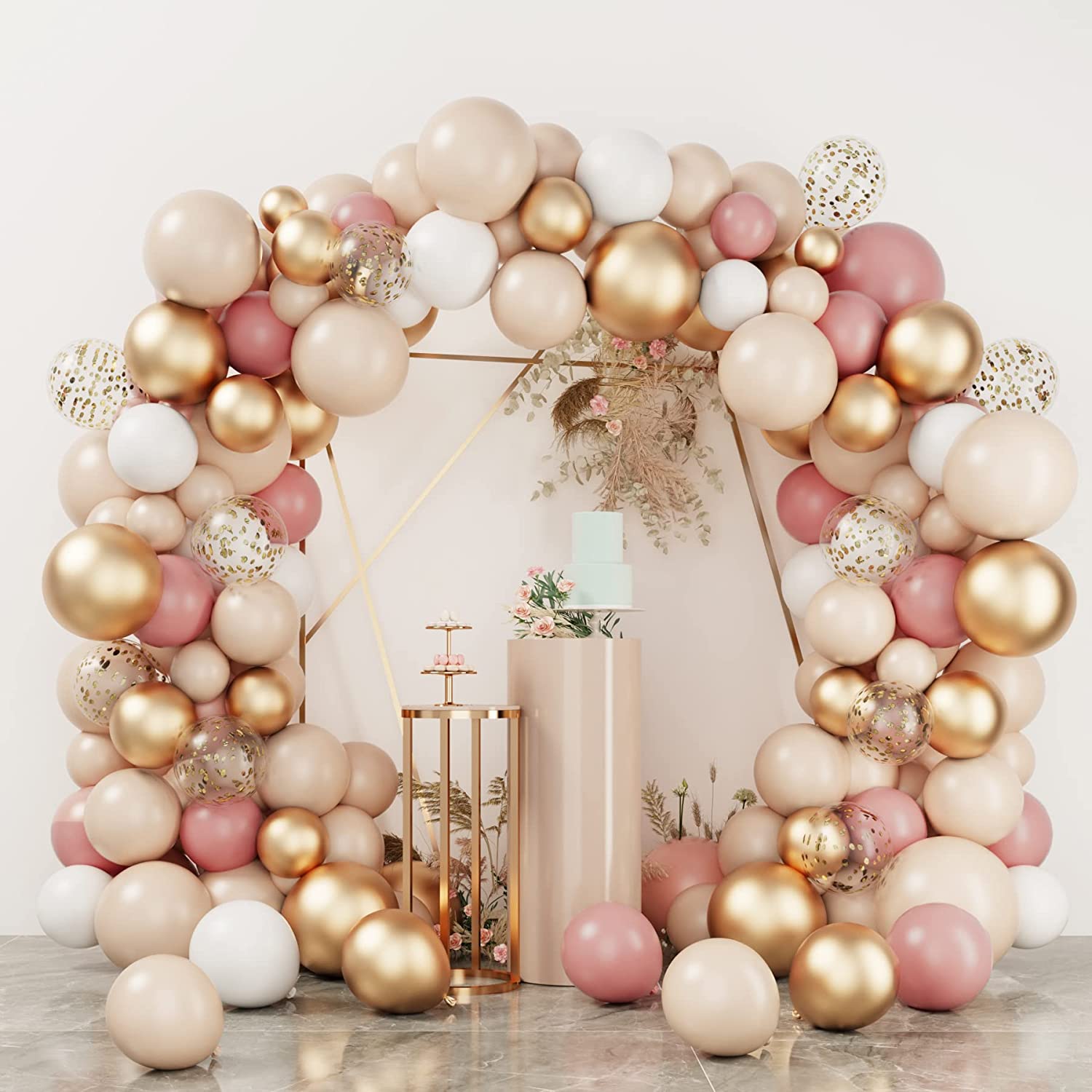 This is a set of 3 sets of blush balloons garland arch kits, perfect for girls&