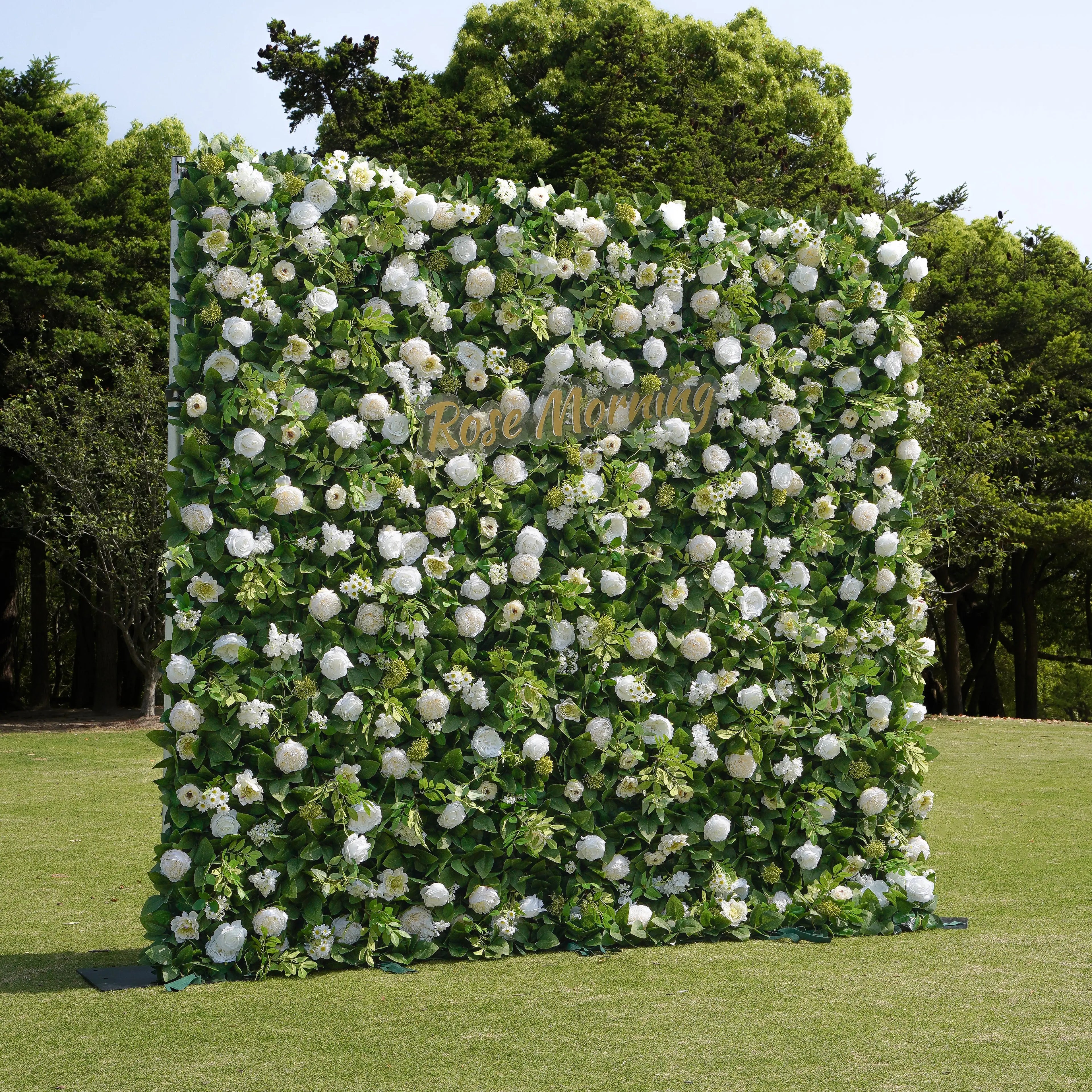April: 4D Fabric Artificial rolling up curtain flower wall