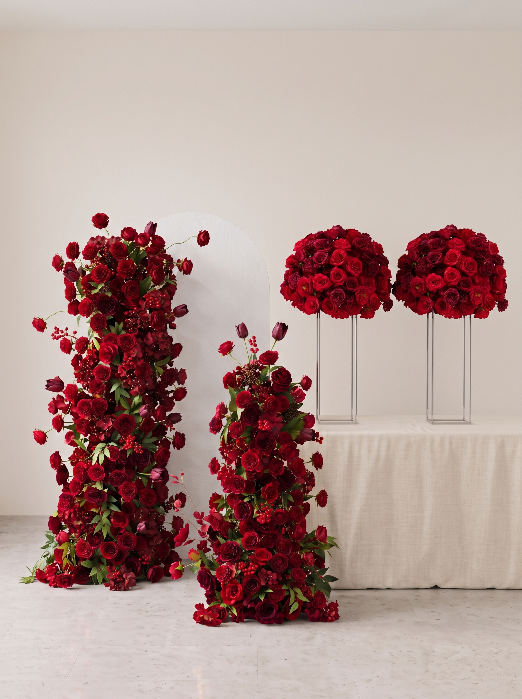 Sorrel: Red Calla Wedding Background Arch KT Board Decorative Flower Row Excludes Frame