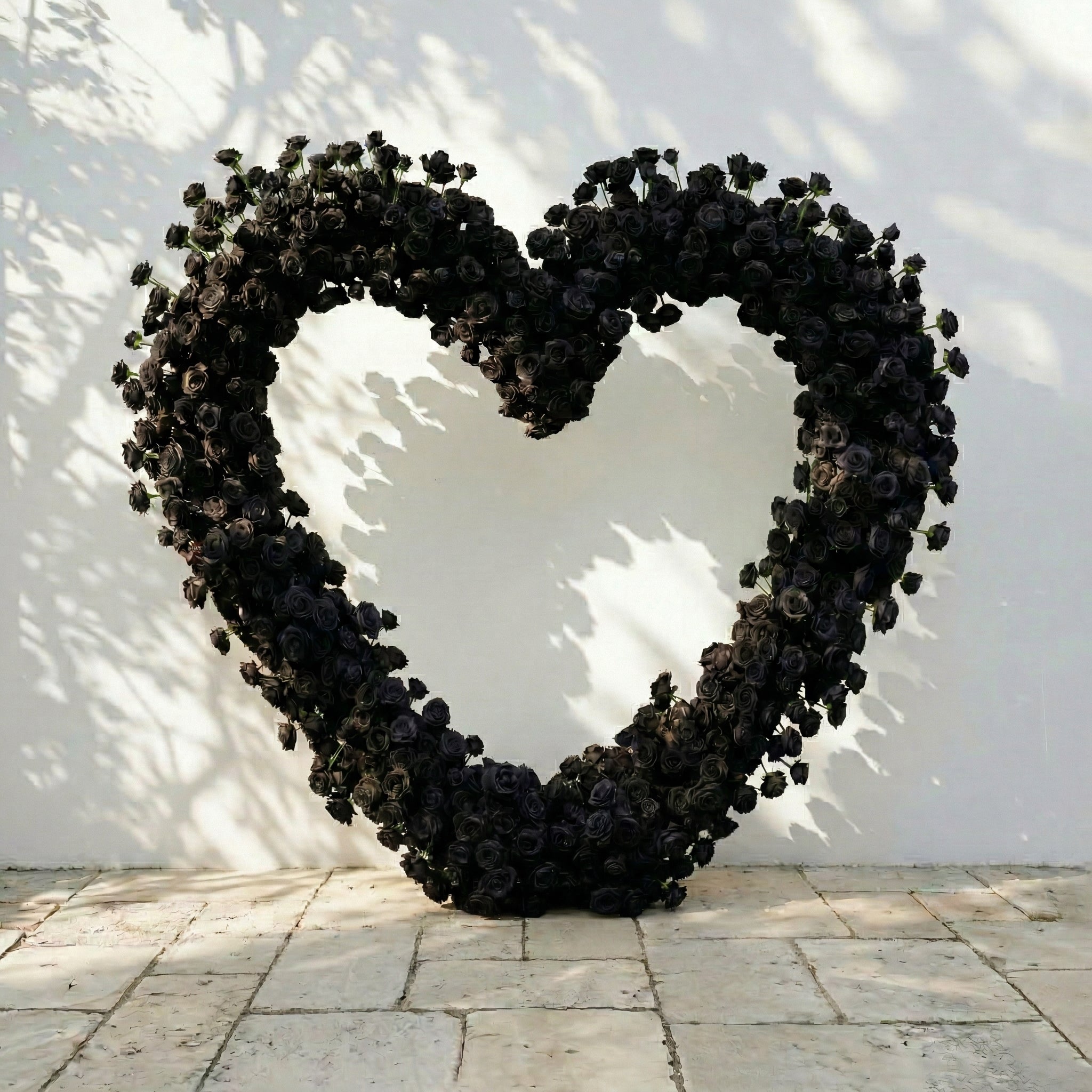 Avenya: Midnight Black Flower Heart Arch Decroation for Luxury Events & Parties