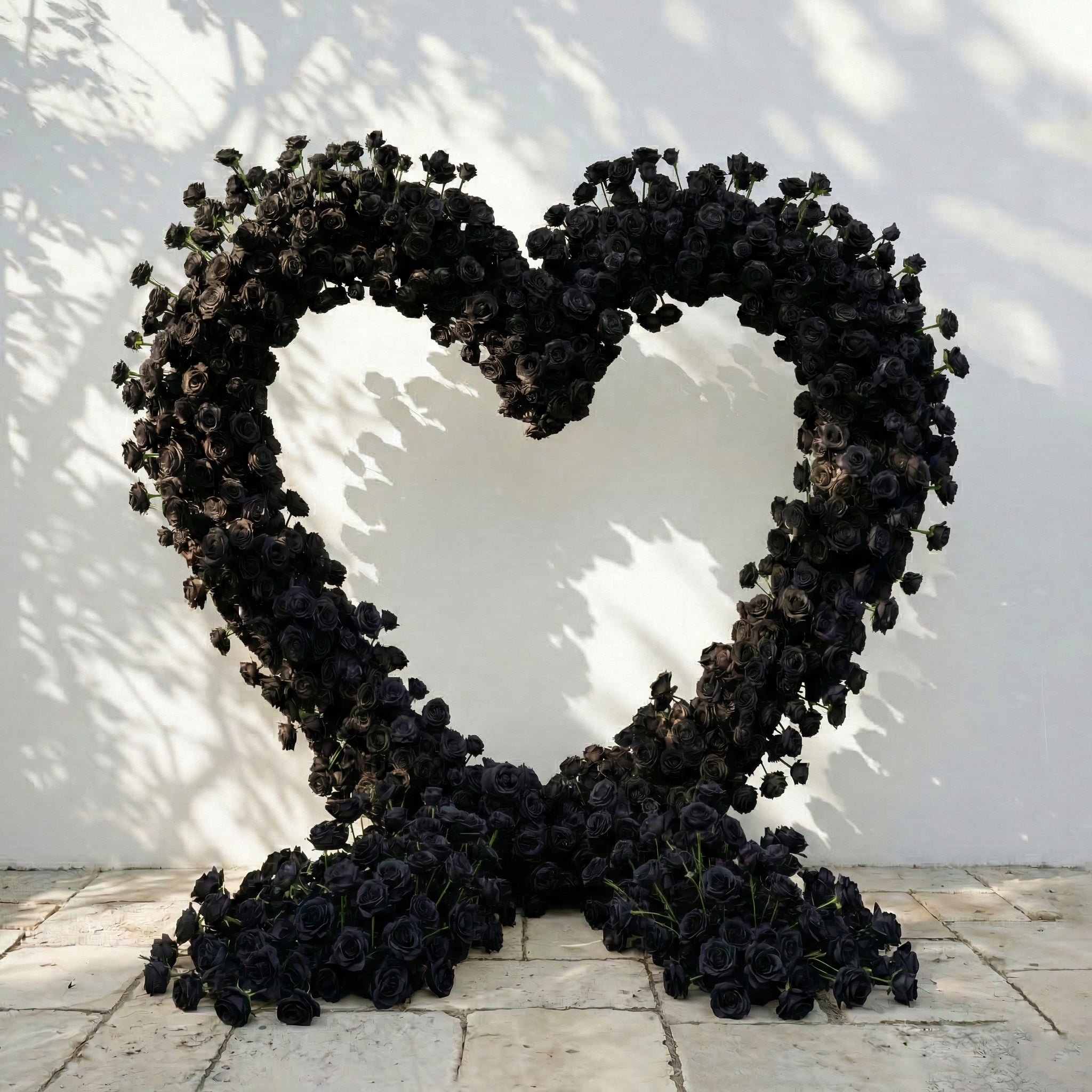 Avenya: Midnight Black Flower Heart Arch Decroation for Luxury Events & Parties