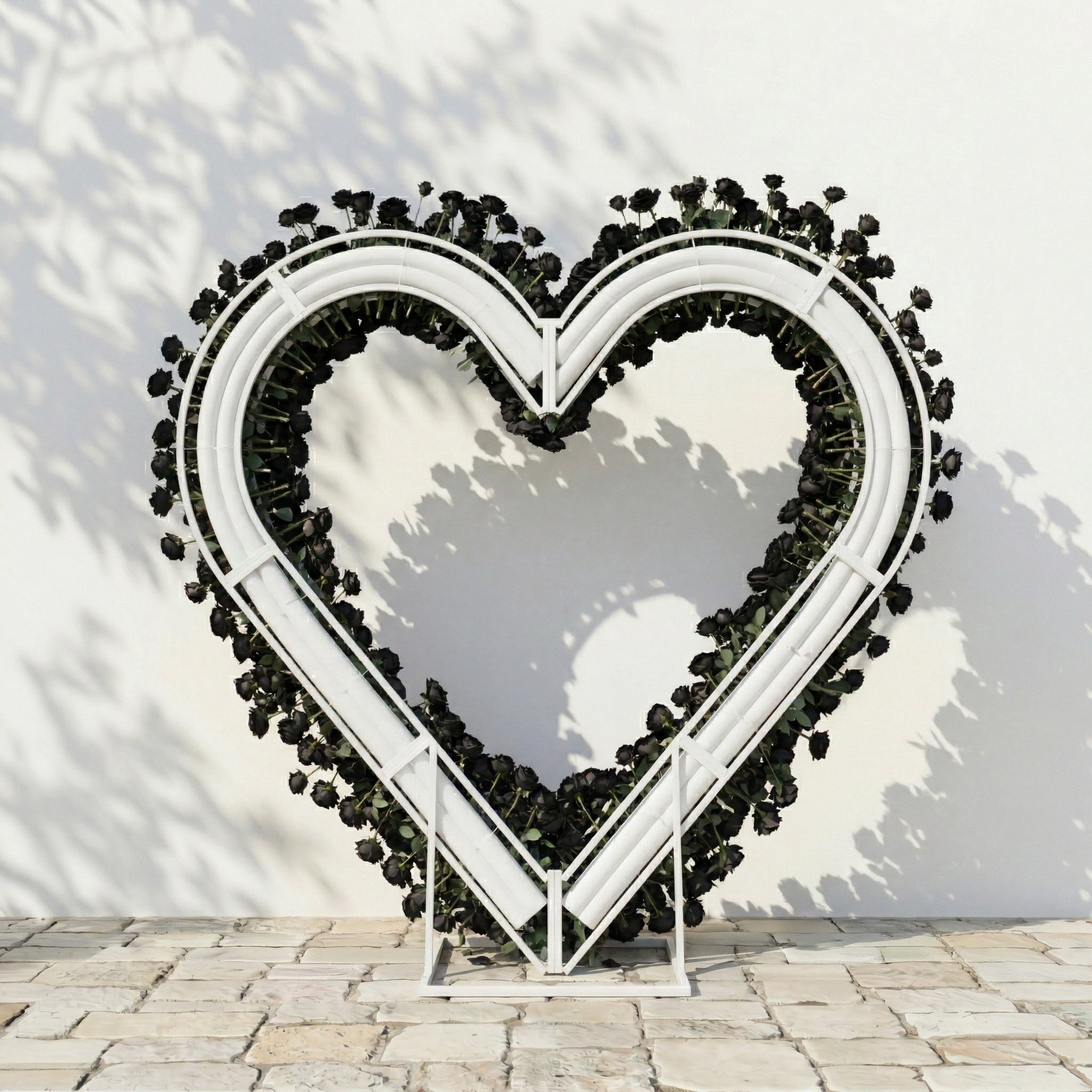 Avenya: Midnight Black Flower Heart Arch Decroation for Luxury Events & Parties