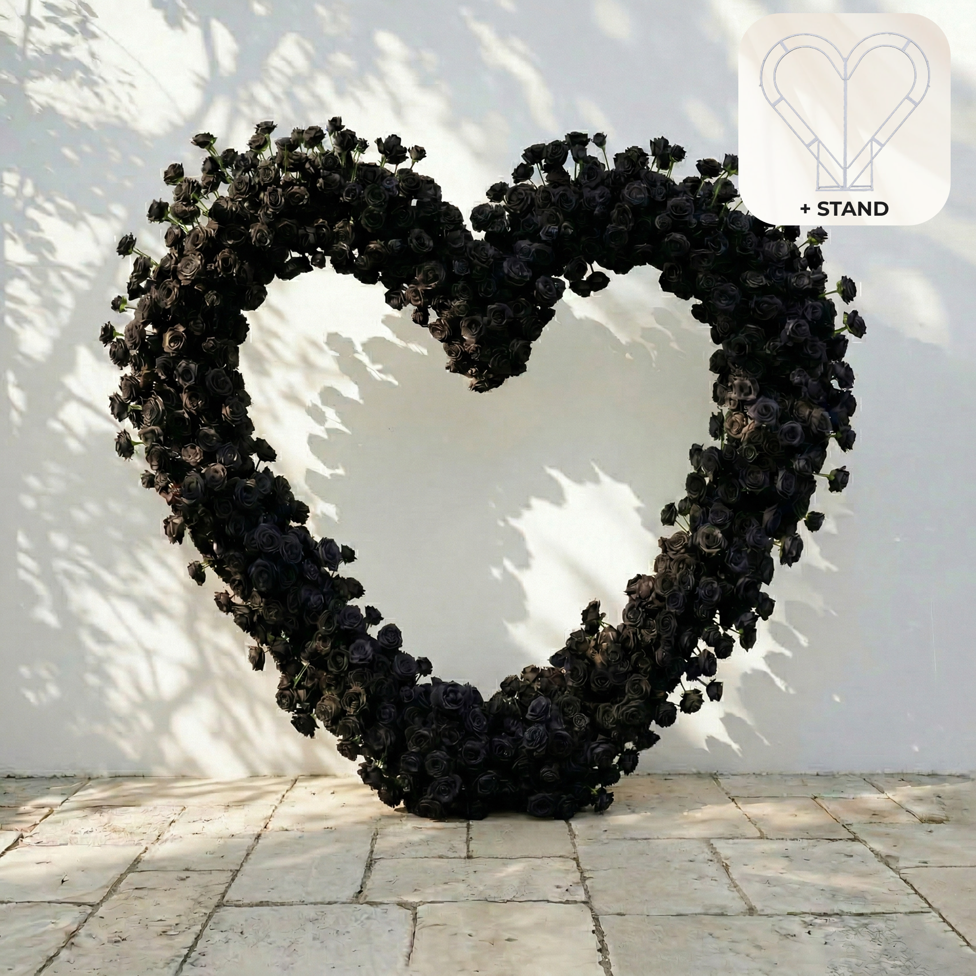Avenya: Midnight Black Flower Heart Arch Decroation for Luxury Events & Parties